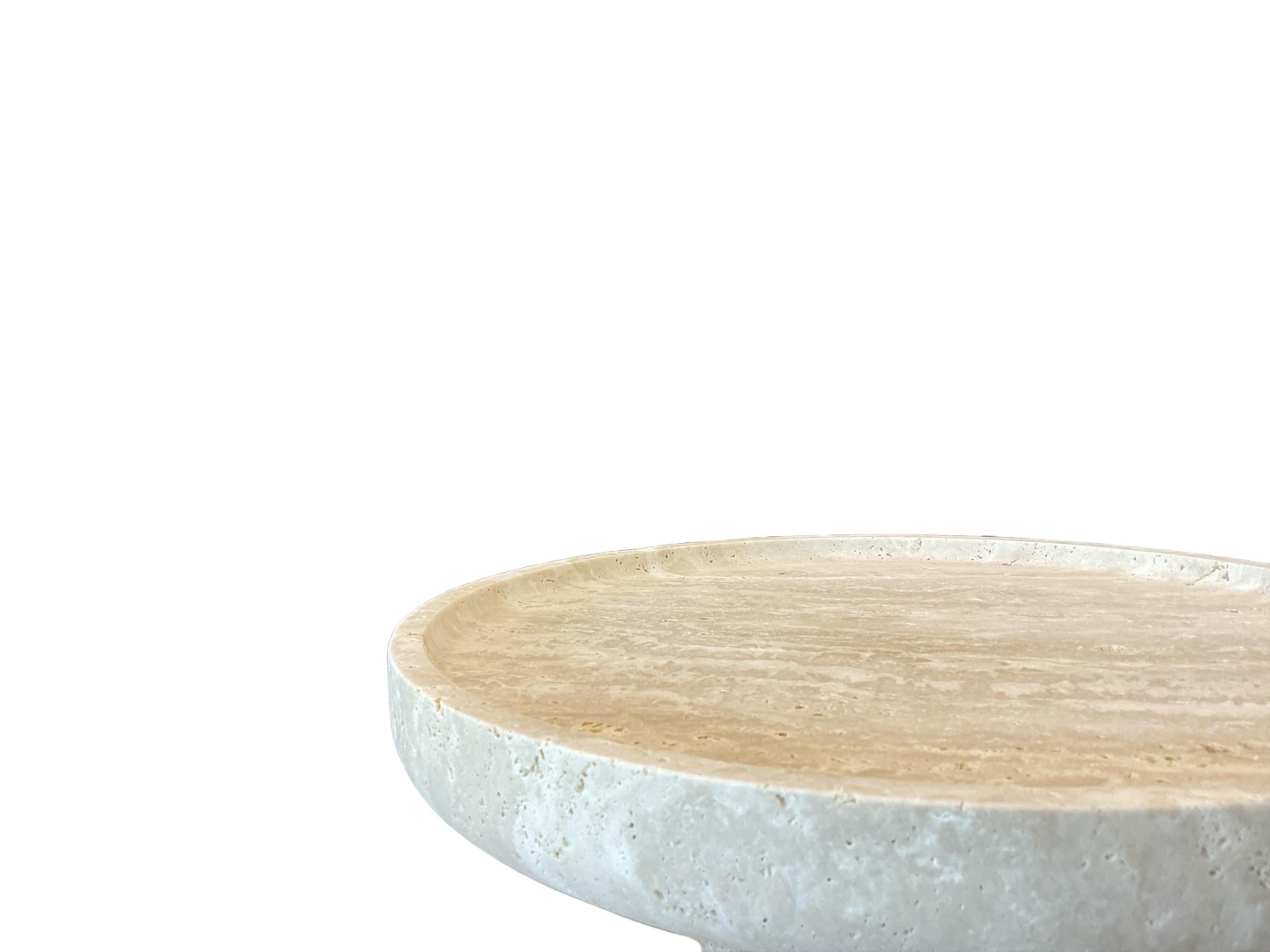 European AUREA Side Table, Travertine Stone Bespoke Accent Table, End Table, Coffee Table For Sale