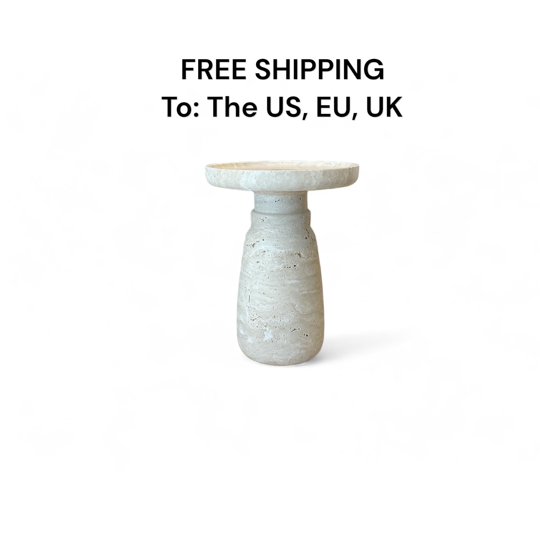 AUREA Side Table, Travertine Stone Bespoke Accent Table, End Table, Coffee Table For Sale 1