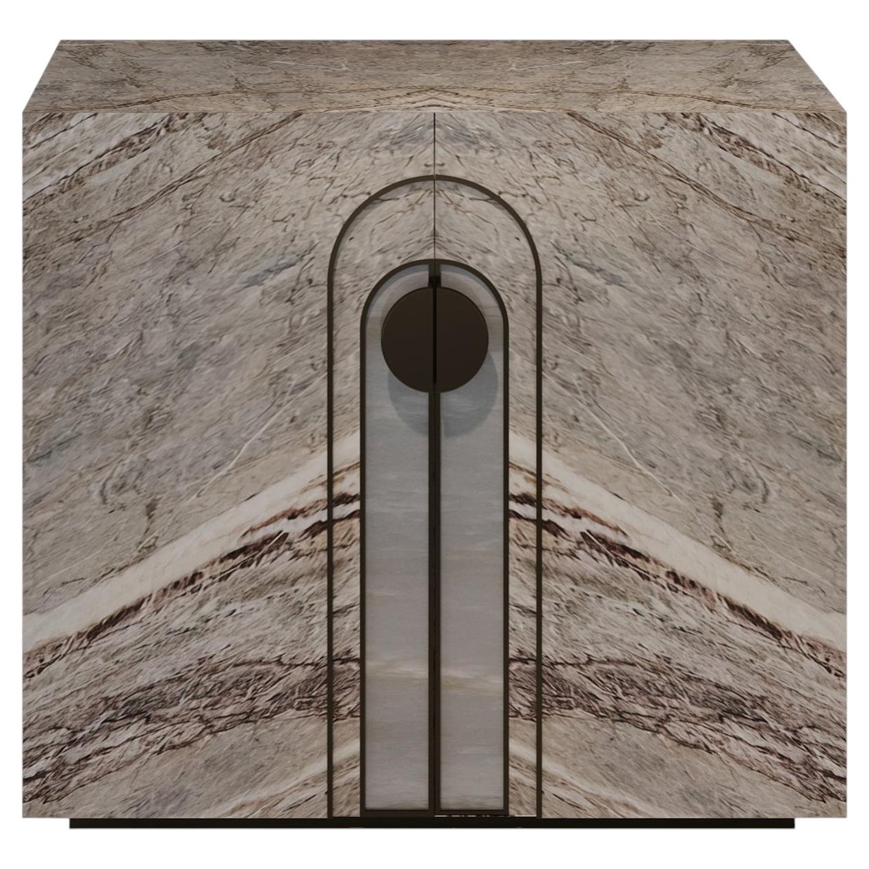 Aurelia Fior di Pesco Marble Console Cabinet by Sheree Stuart Design For Sale