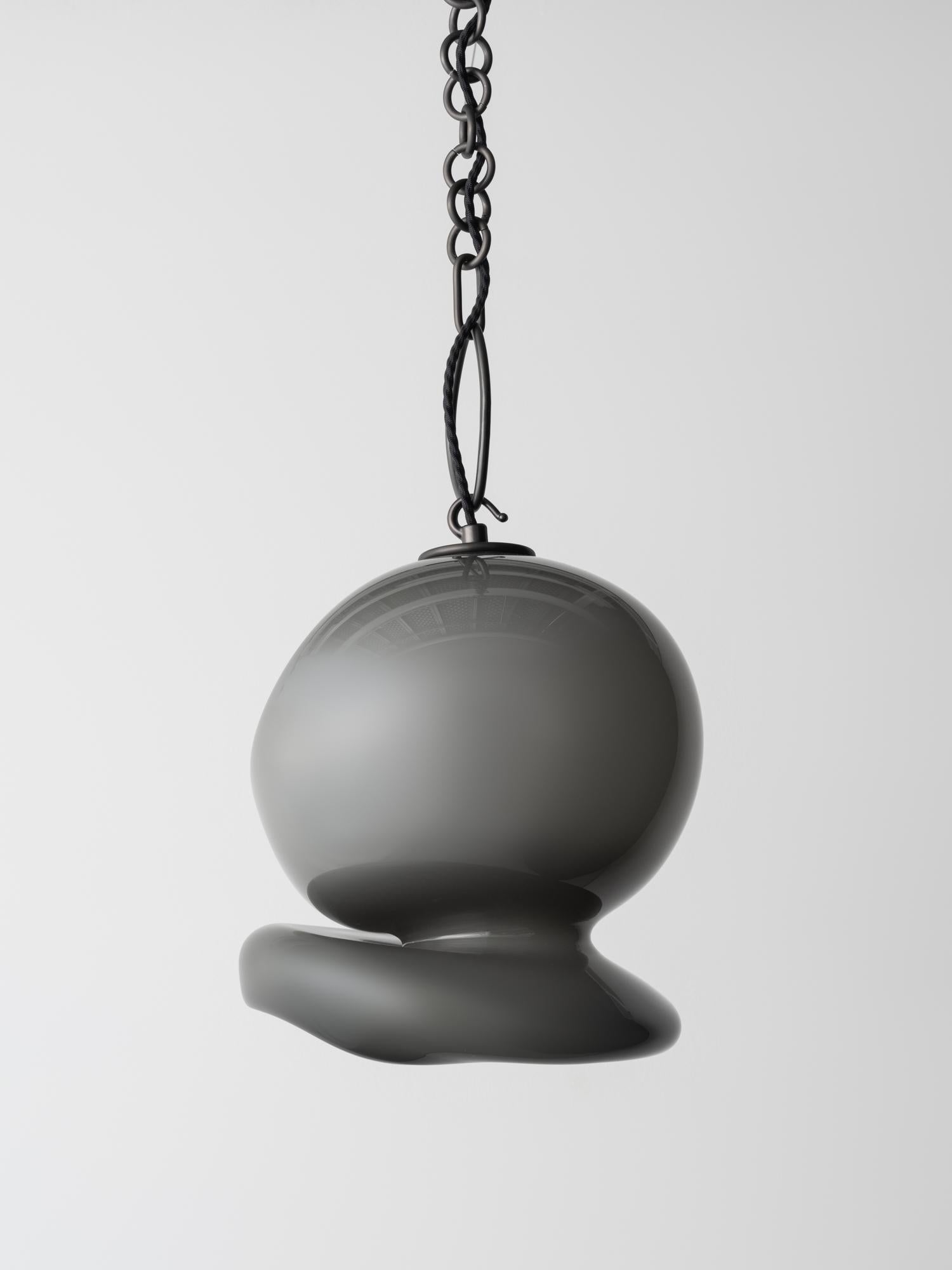 American Aurelia Pendant: Oil-Rubbed Bronze/Charcoal Glass by Avram Rusu Studio For Sale