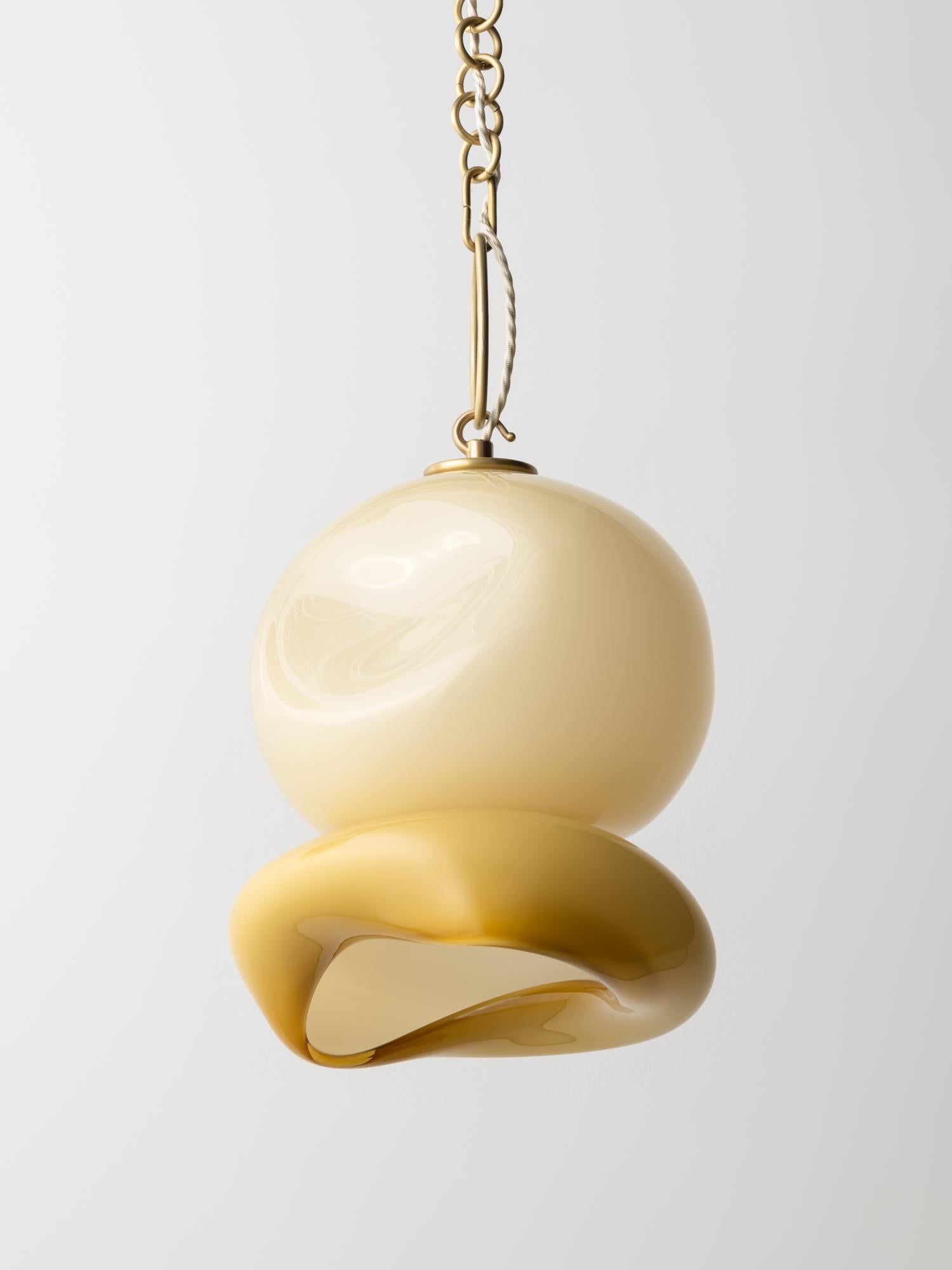 Brushed Aurelia Pendant: Oil-Rubbed Bronze/Charcoal Glass by Avram Rusu Studio For Sale