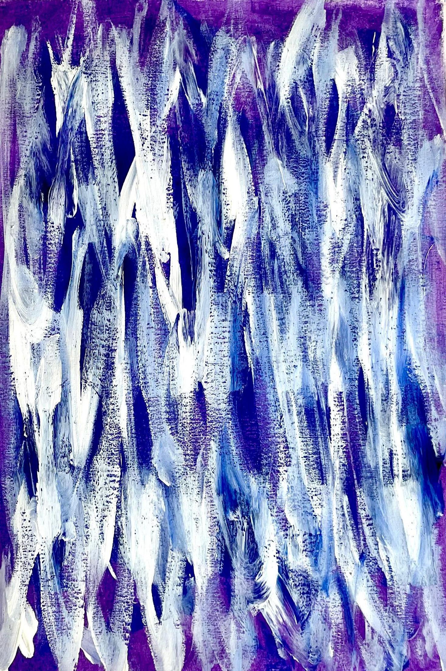 Nelle nostre anime abbiamo la stessa età - Acrilico su carta, pittura astratta, 2024 - Abstract Painting Viola di Aurelian Razvan Dinu