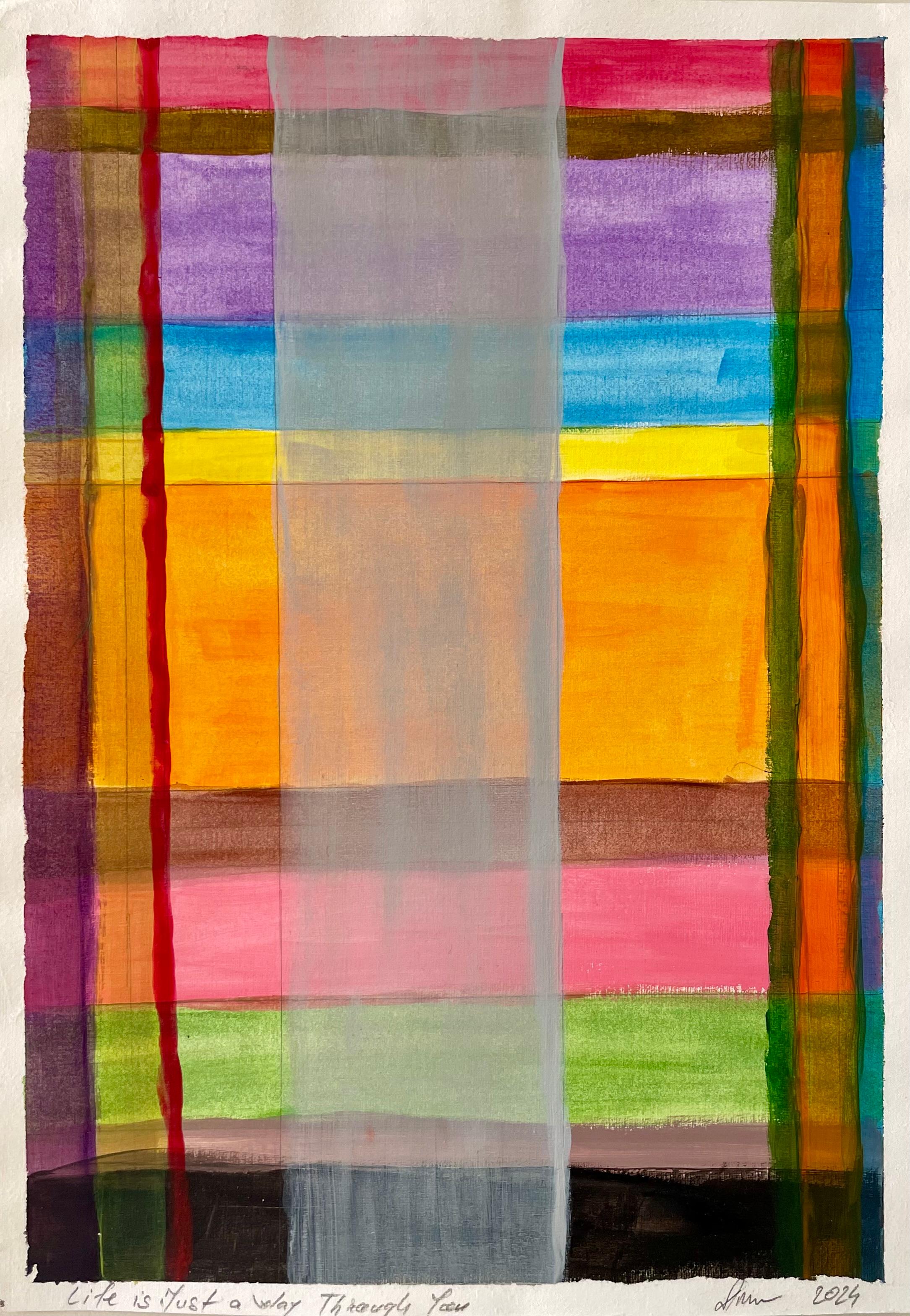 LIFE is Just a Way Through YOU – Acryl auf Papier, Abstraktes Gemälde, 2024 – Painting von Aurelian Razvan Dinu
