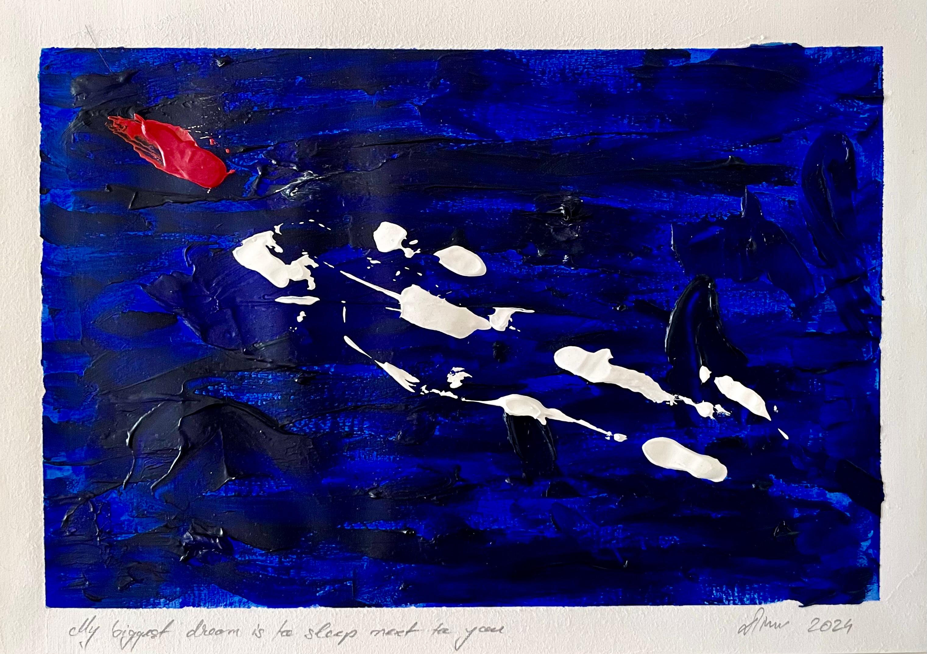 MY Biggest Dream is to Sleep Next to - Acryl auf Papier, Abstraktes Gemälde, 2024 – Painting von Aurelian Razvan Dinu