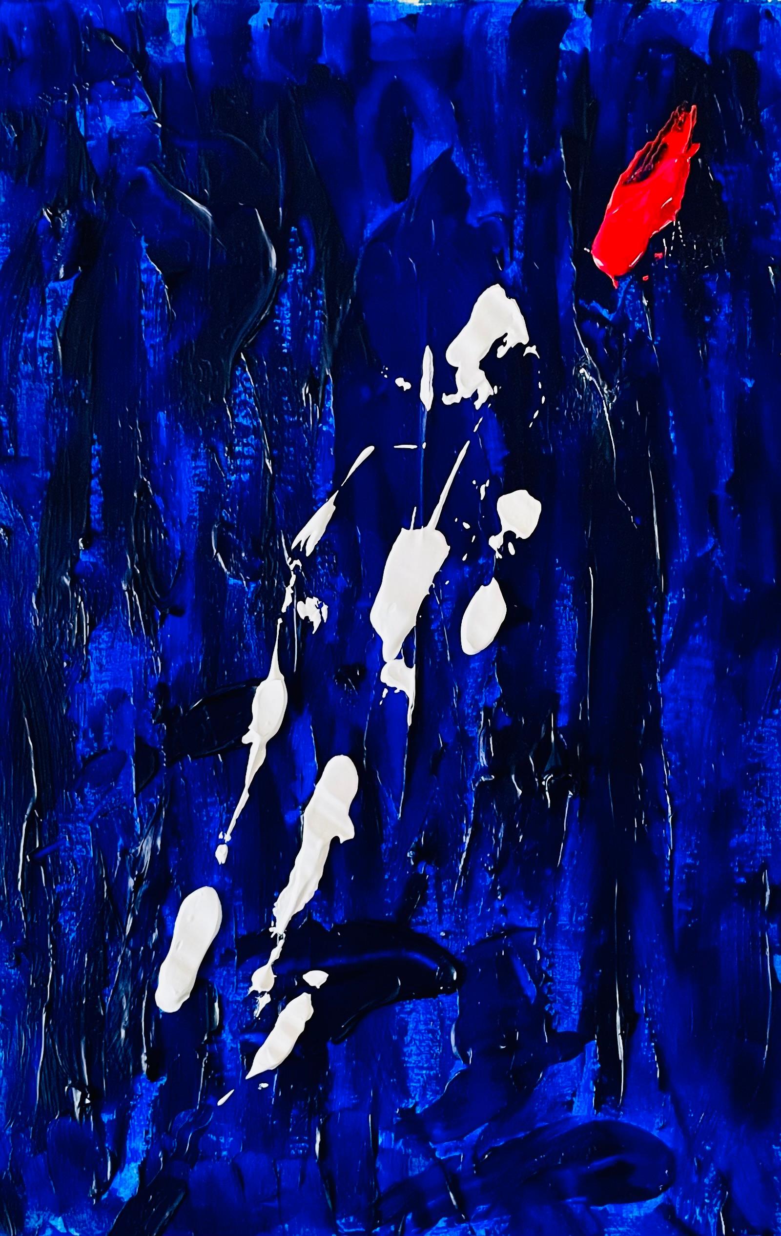 MY Biggest Dream is to Sleep Next to - Acryl auf Papier, Abstraktes Gemälde, 2024 (Violett), Abstract Painting, von Aurelian Razvan Dinu