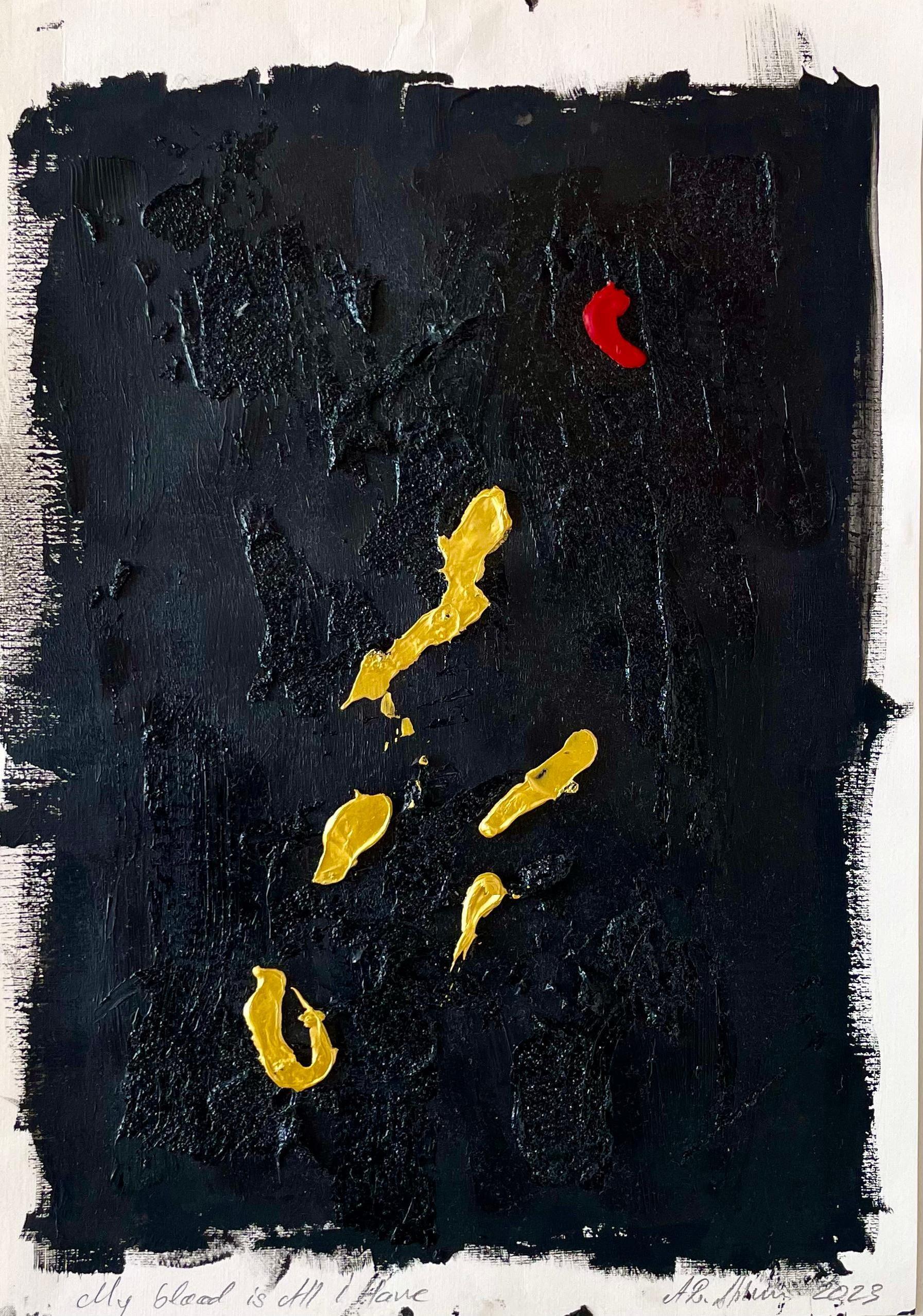 MY Blood is All I Have - Acrylic on Paper, Abstract Painting, 2023 For Sale 3