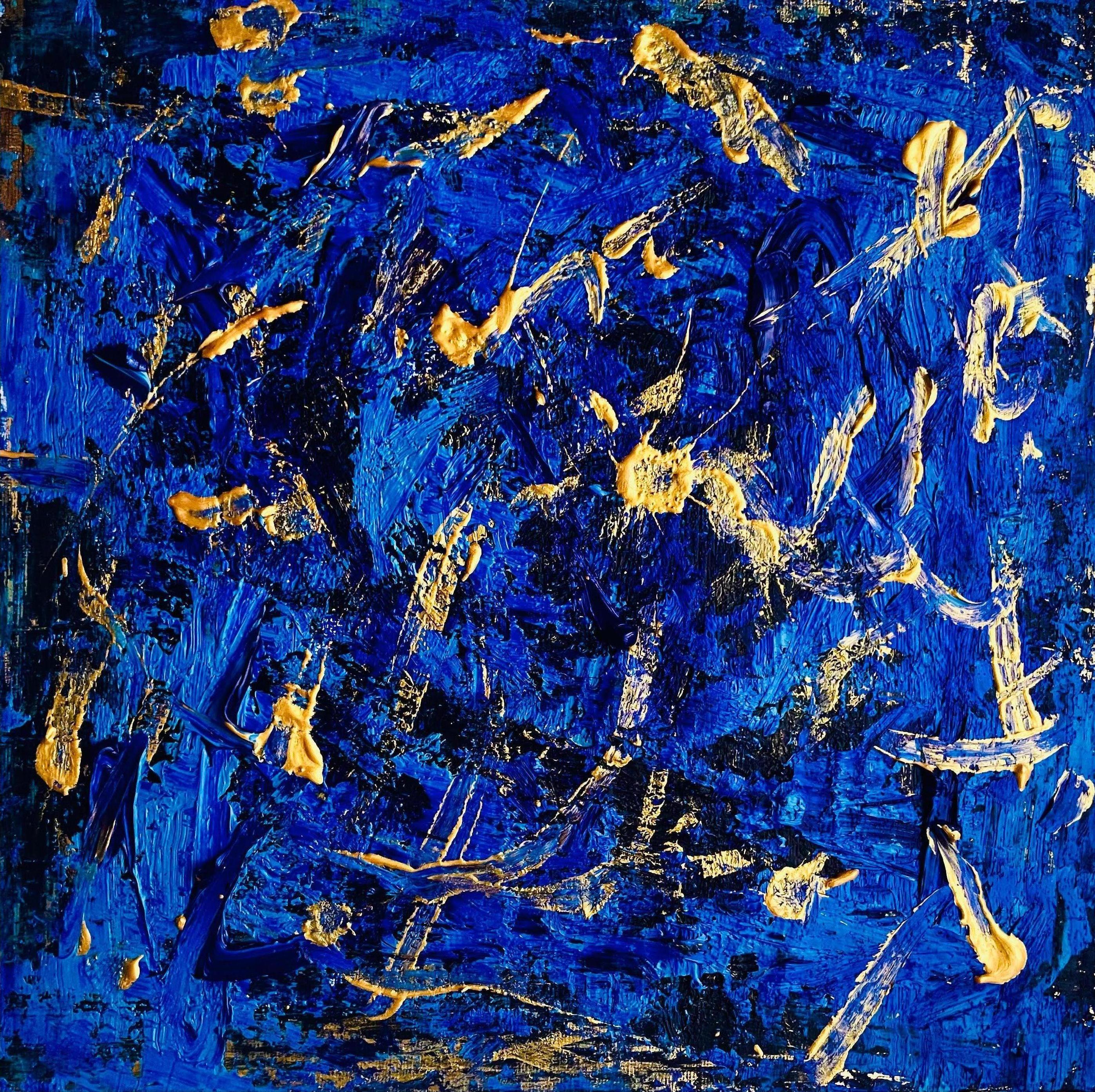 MY Nights Have No More Eyelids, Blattgold und Öl auf Tafel, abstraktes Gemälde 2024, MY Nights Have No More (Abstrakt), Painting, von Aurelian Razvan Dinu