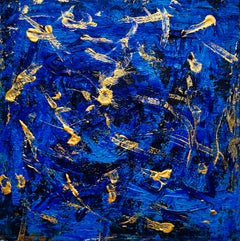 Le mie notti non hanno più palpebre Pittura astratta a foglia d'oro e olio su pannello 2024