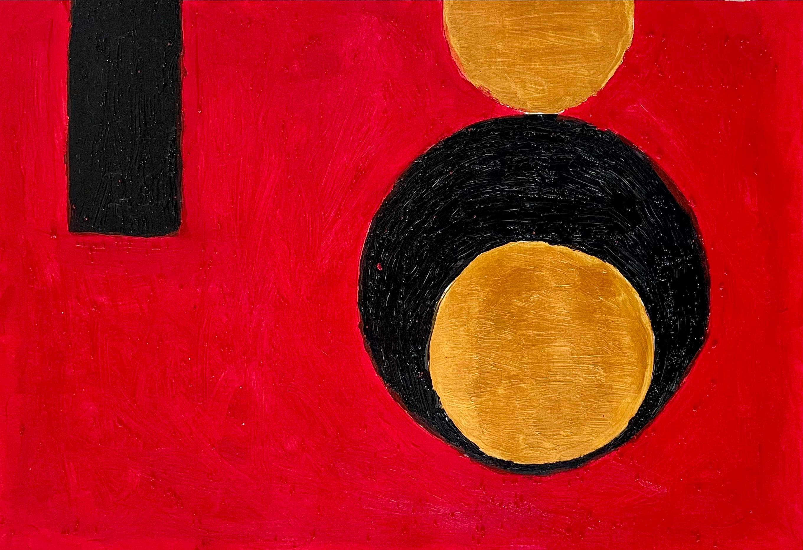 MY Soul is My Sun is My Sun – Acryl auf Papier, Abstraktes Gemälde, 2024 (Rot), Abstract Painting, von Aurelian Razvan Dinu