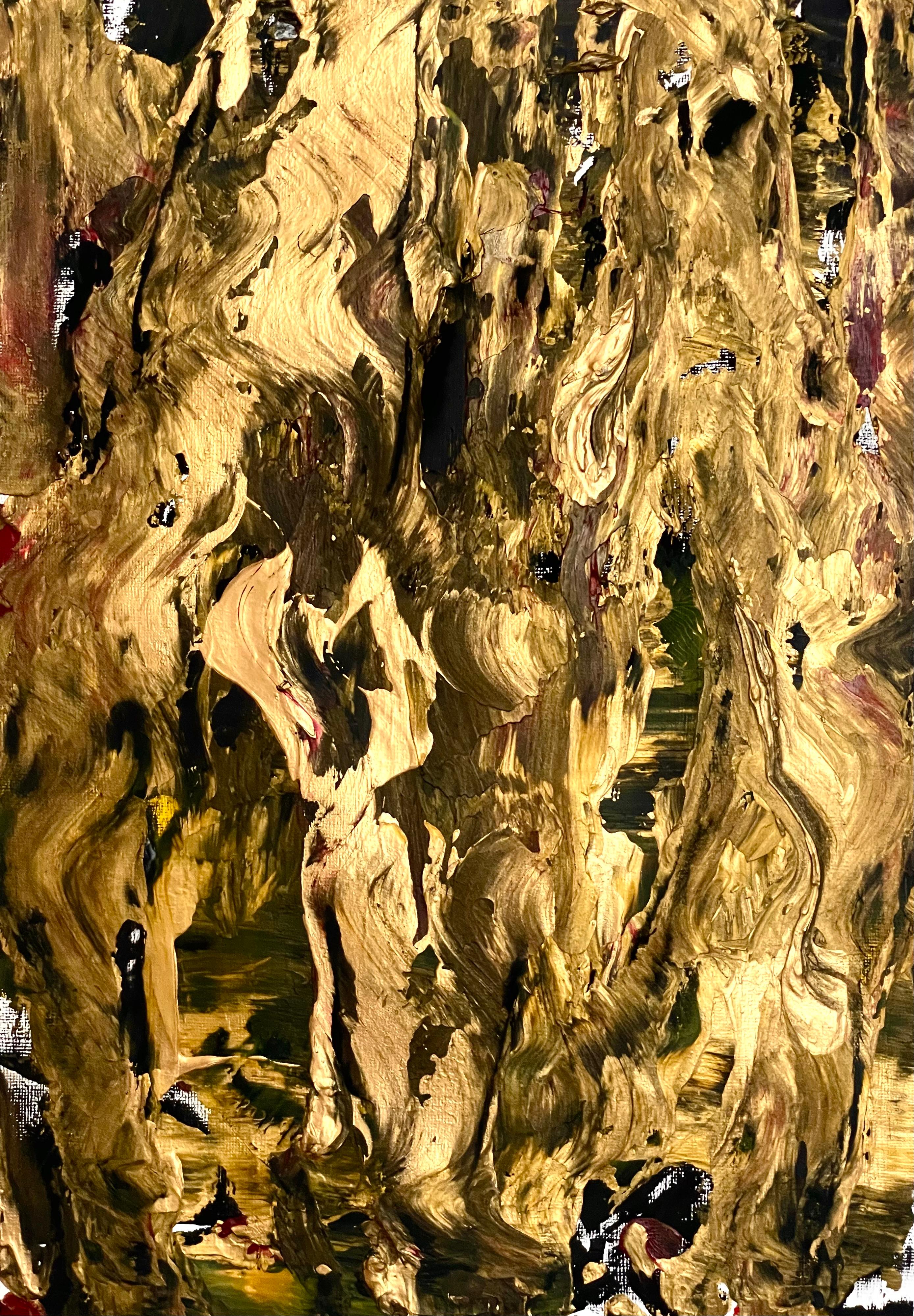 Aurelian Razvan Dinu Abstract Painting – Self-Portrait (mit Licht) - Acryl auf Papier, Abstrakte Malerei 2026