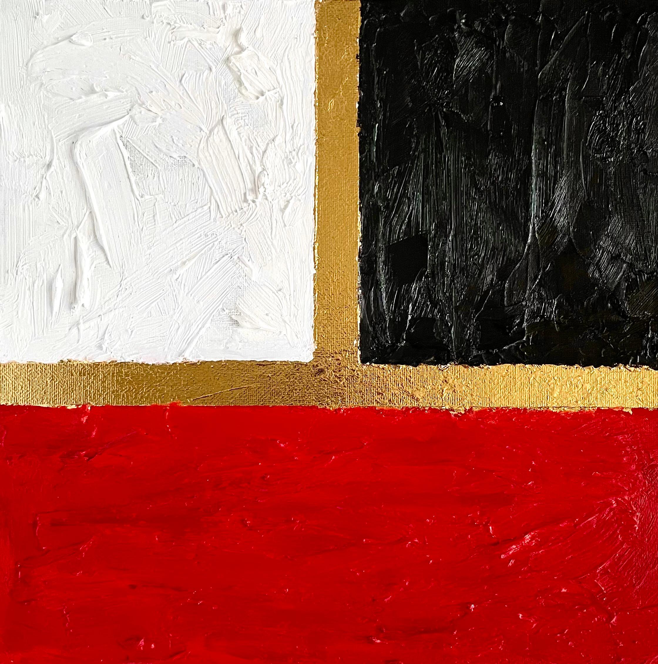 OGGI è il giorno... Pittura astratta con foglia d'oro e olio su pannello, 2024 - Painting di Aurelian Razvan Dinu