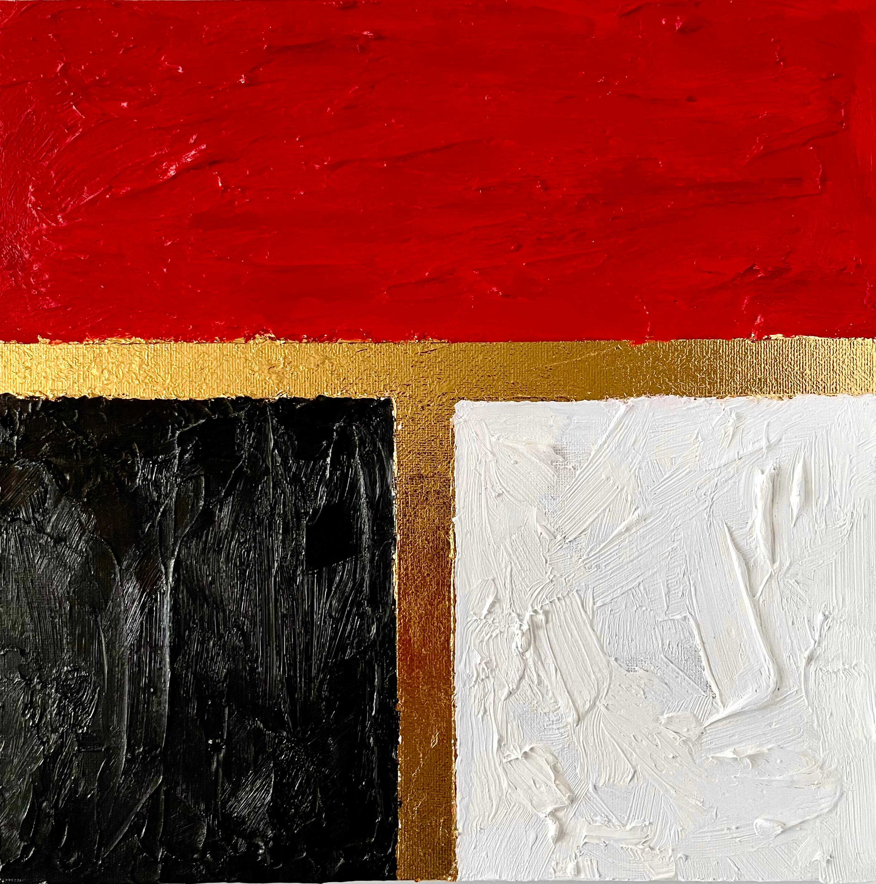 OGGI è il giorno... Pittura astratta con foglia d'oro e olio su pannello, 2024 - Painting Astratto di Aurelian Razvan Dinu