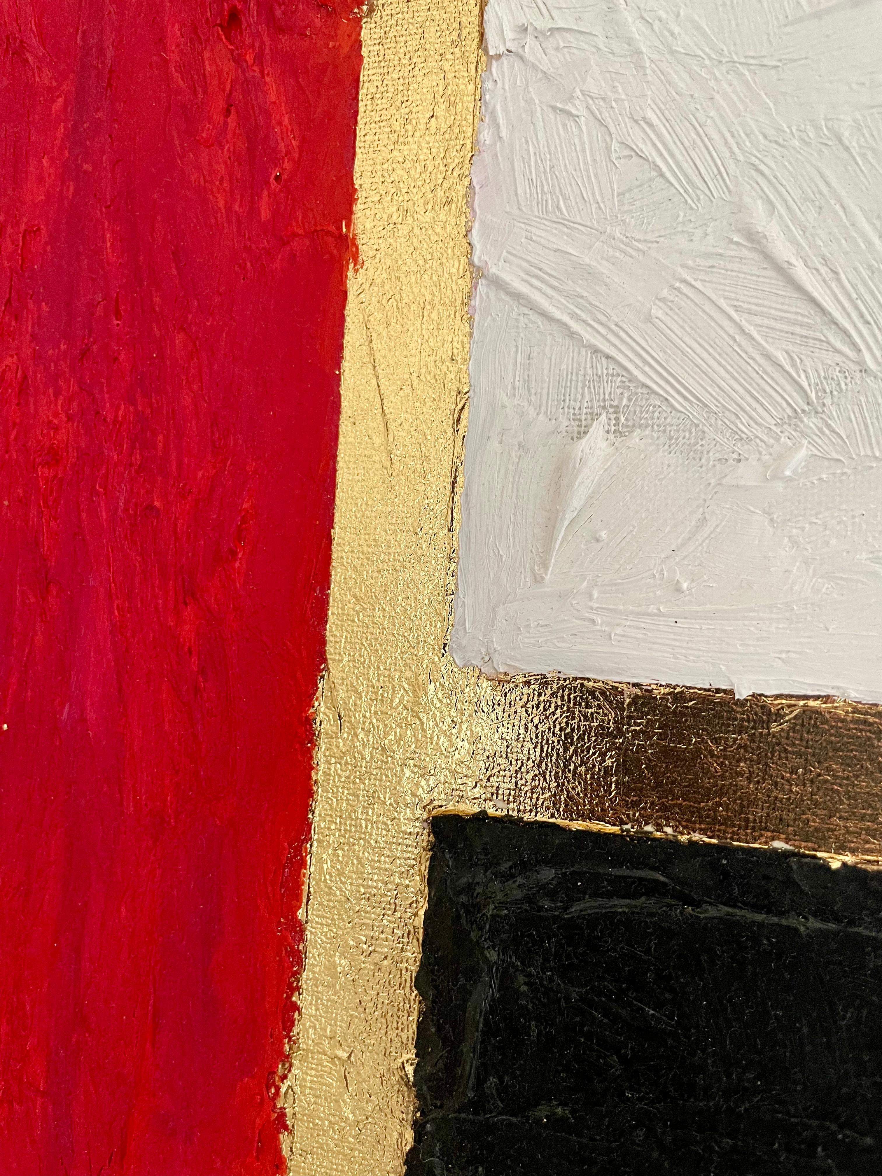 OGGI è il giorno... Pittura astratta con foglia d'oro e olio su pannello, 2024 in vendita 1