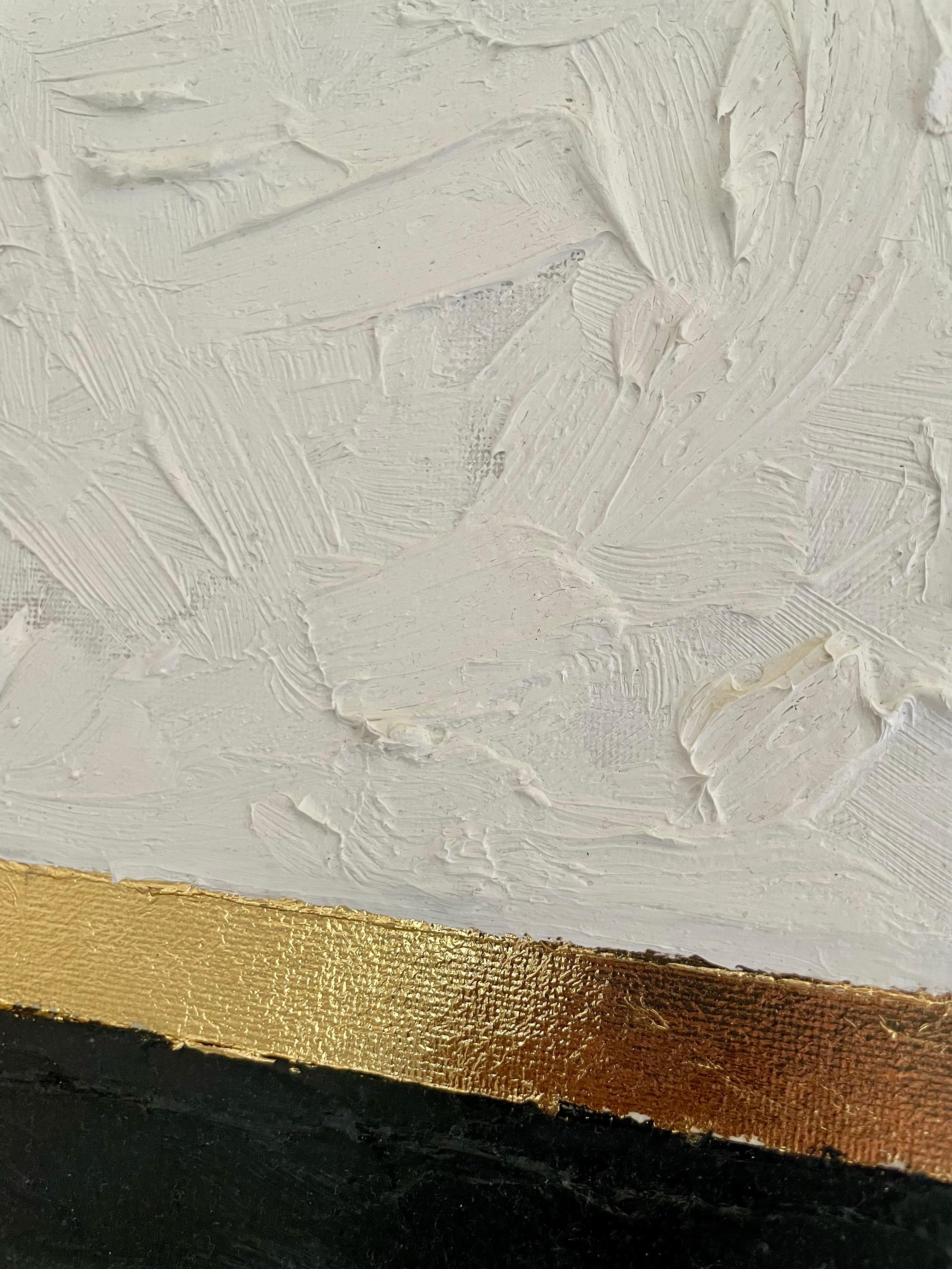 OGGI è il giorno... Pittura astratta con foglia d'oro e olio su pannello, 2024 in vendita 3