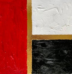 OGGI è il giorno... Pittura astratta con foglia d'oro e olio su pannello, 2024