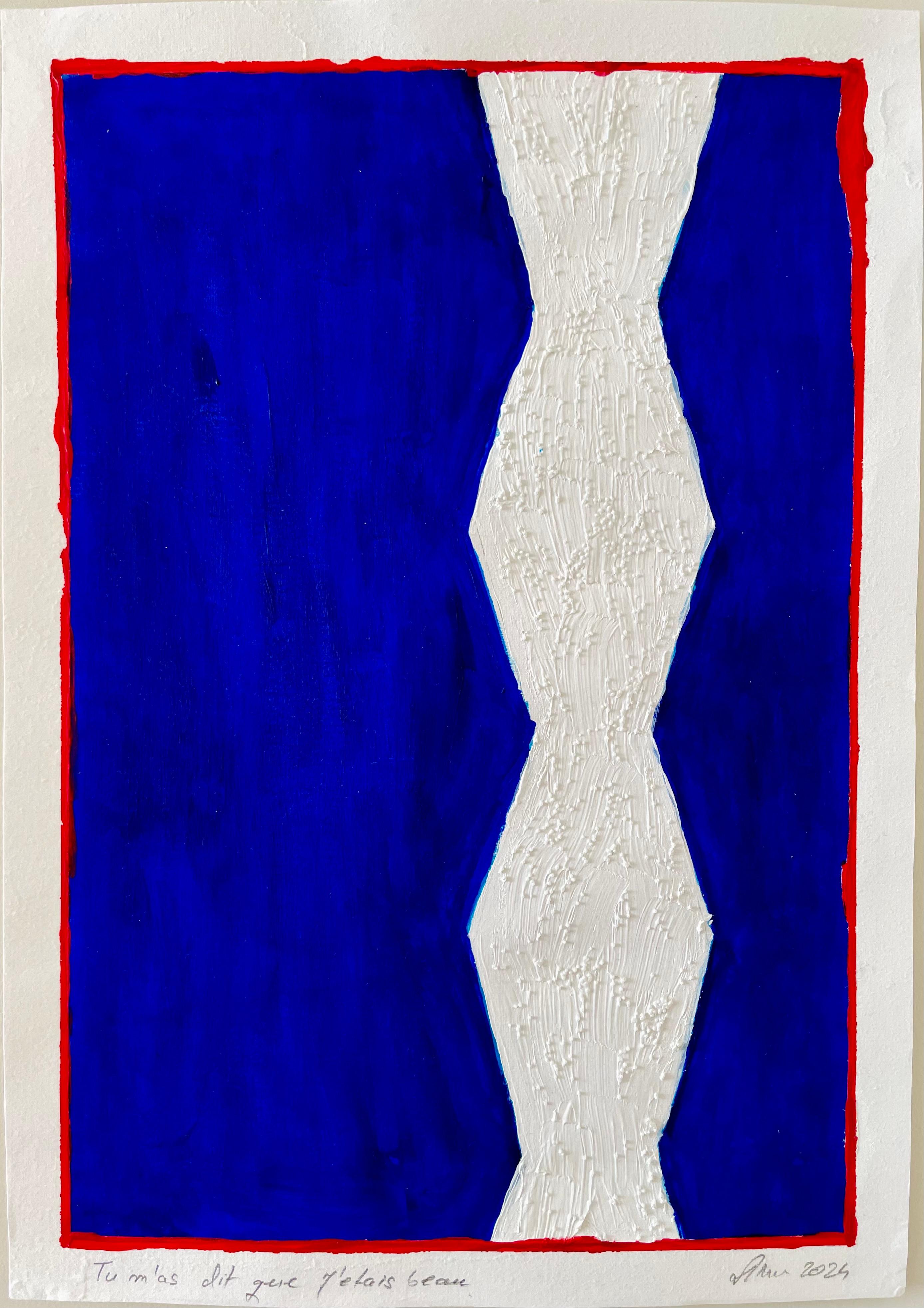 TU M’as Dit Que J’étais Beau - Textured Acrylic on Paper, Abstract Painting 2024 For Sale 1