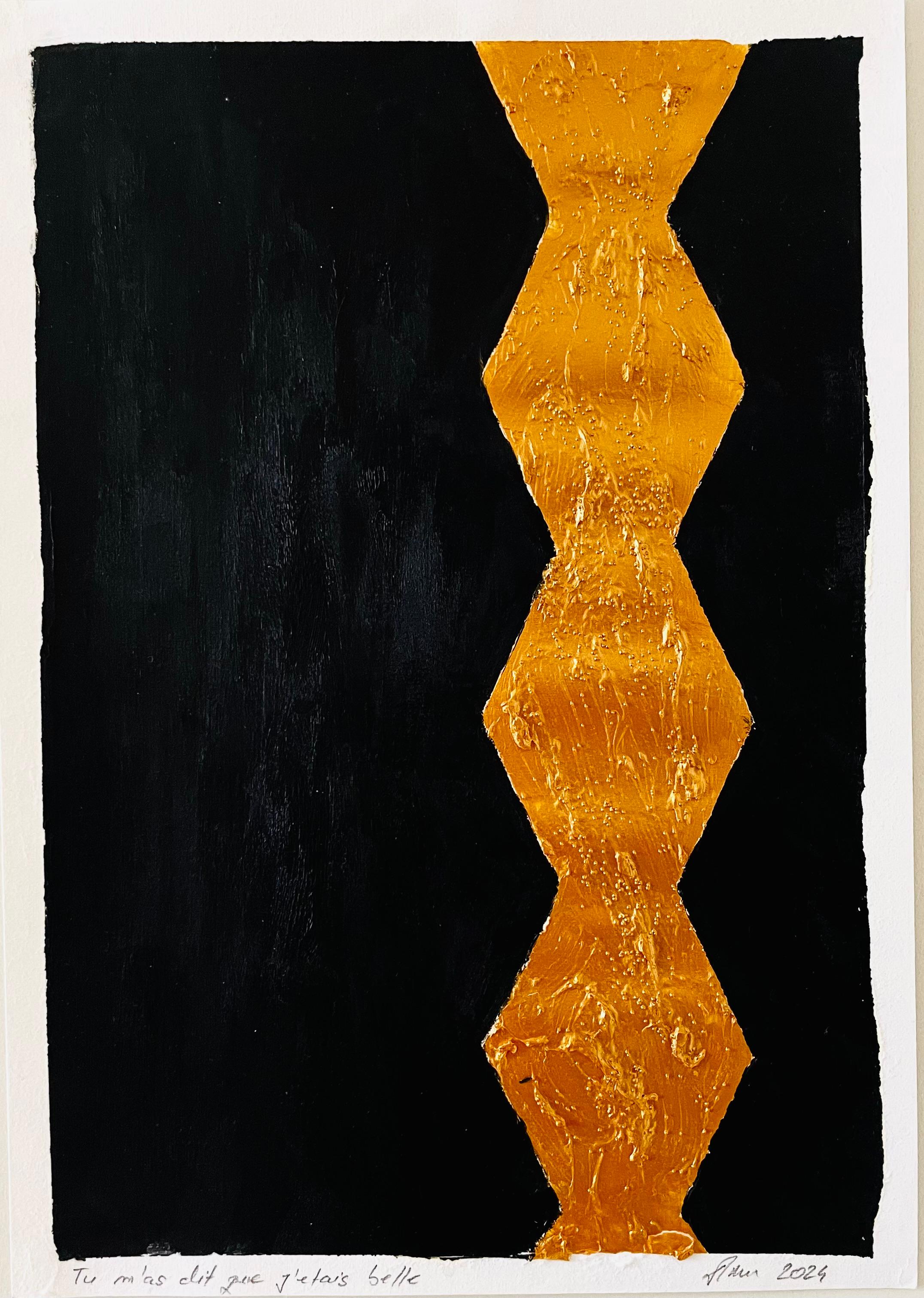 TU M’as Dit Que J'étais Belle - Textured Acrylic on Paper Abstract Painting 2024 1