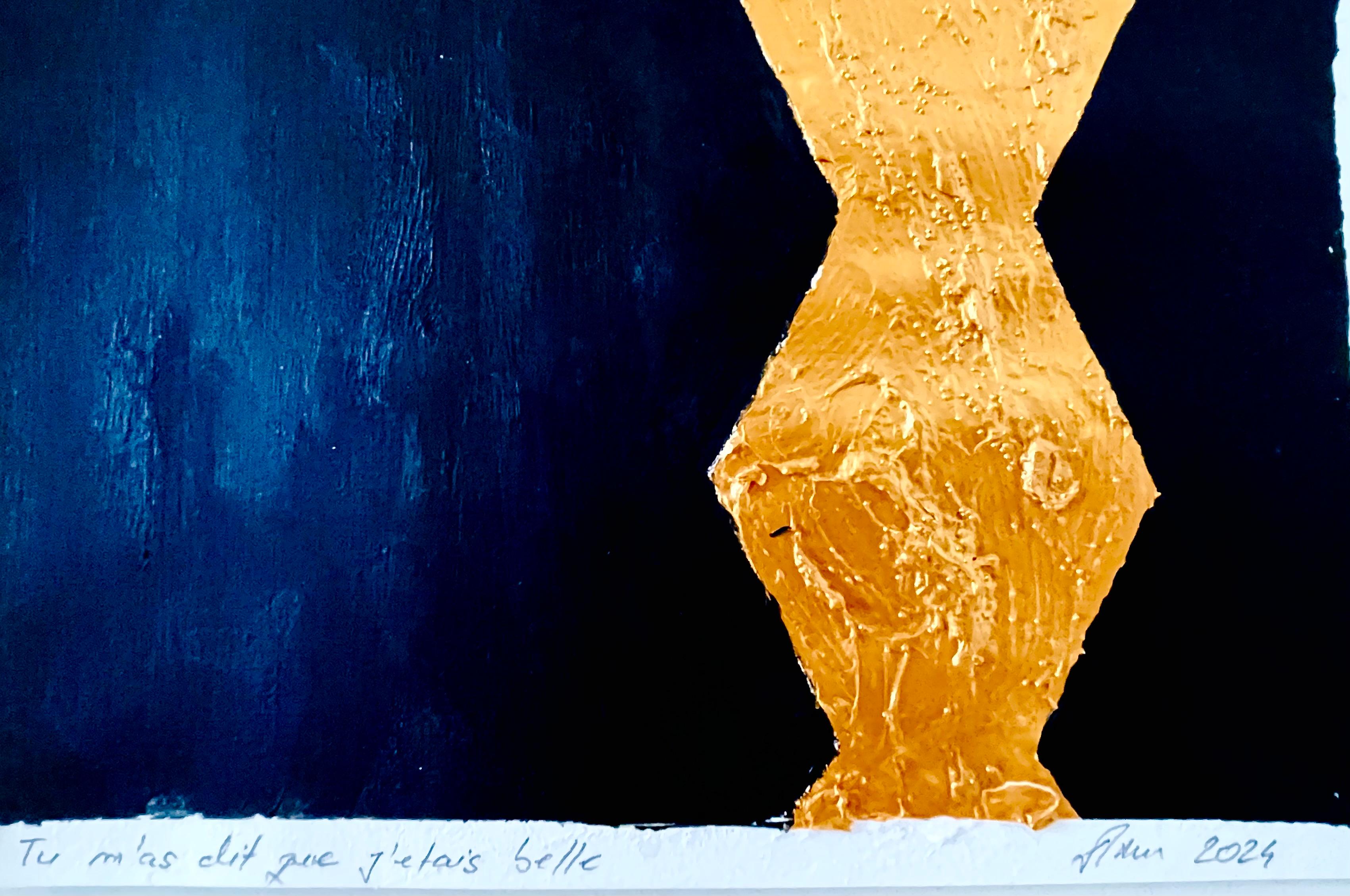 TU M’as Dit Que J'étais Belle - Textured Acrylic on Paper Abstract Painting 2024 4