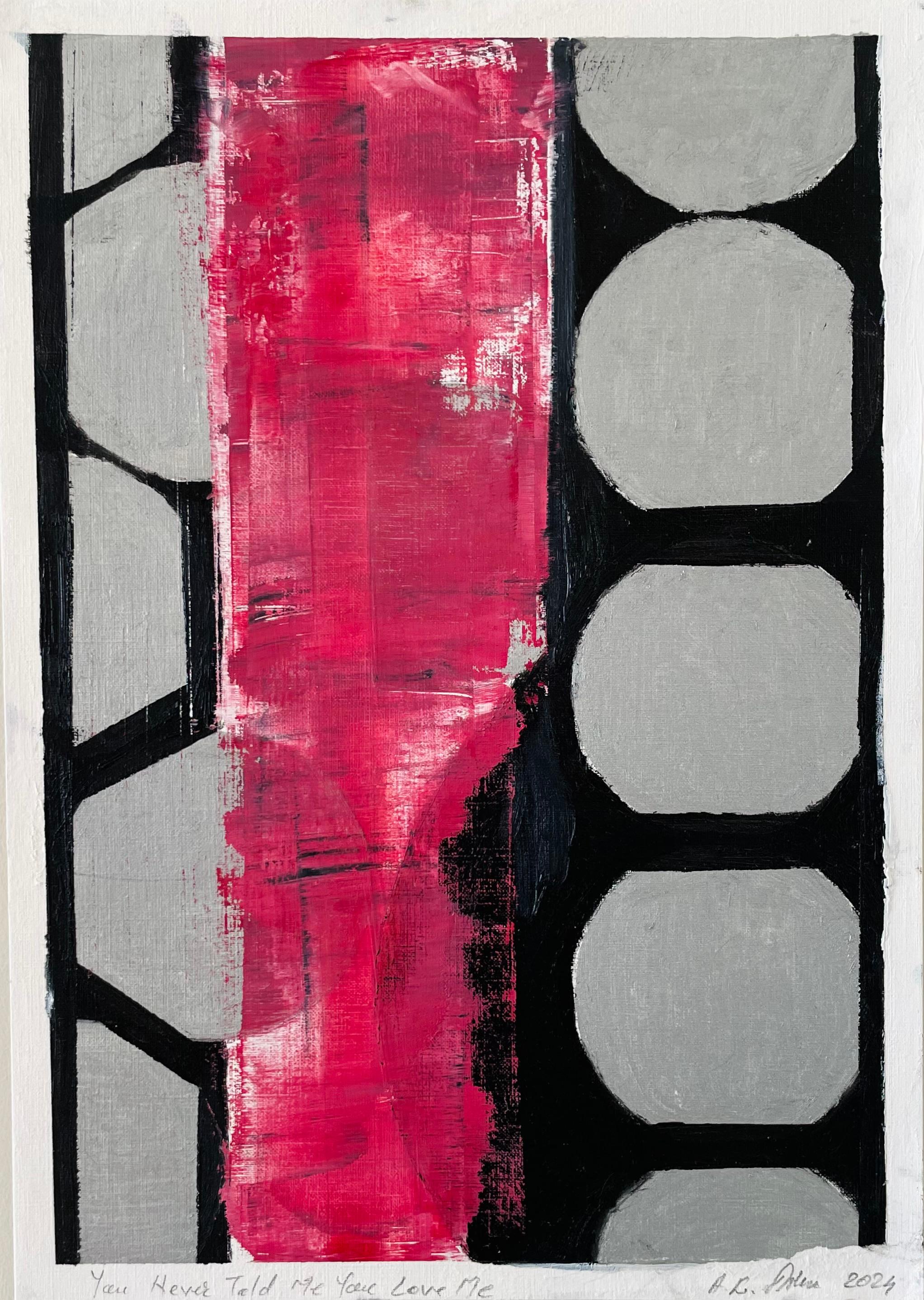 YOU Never Told Me You Love Me – Öl auf Papier, Abstraktes Gemälde, 2024 – Painting von Aurelian Razvan Dinu