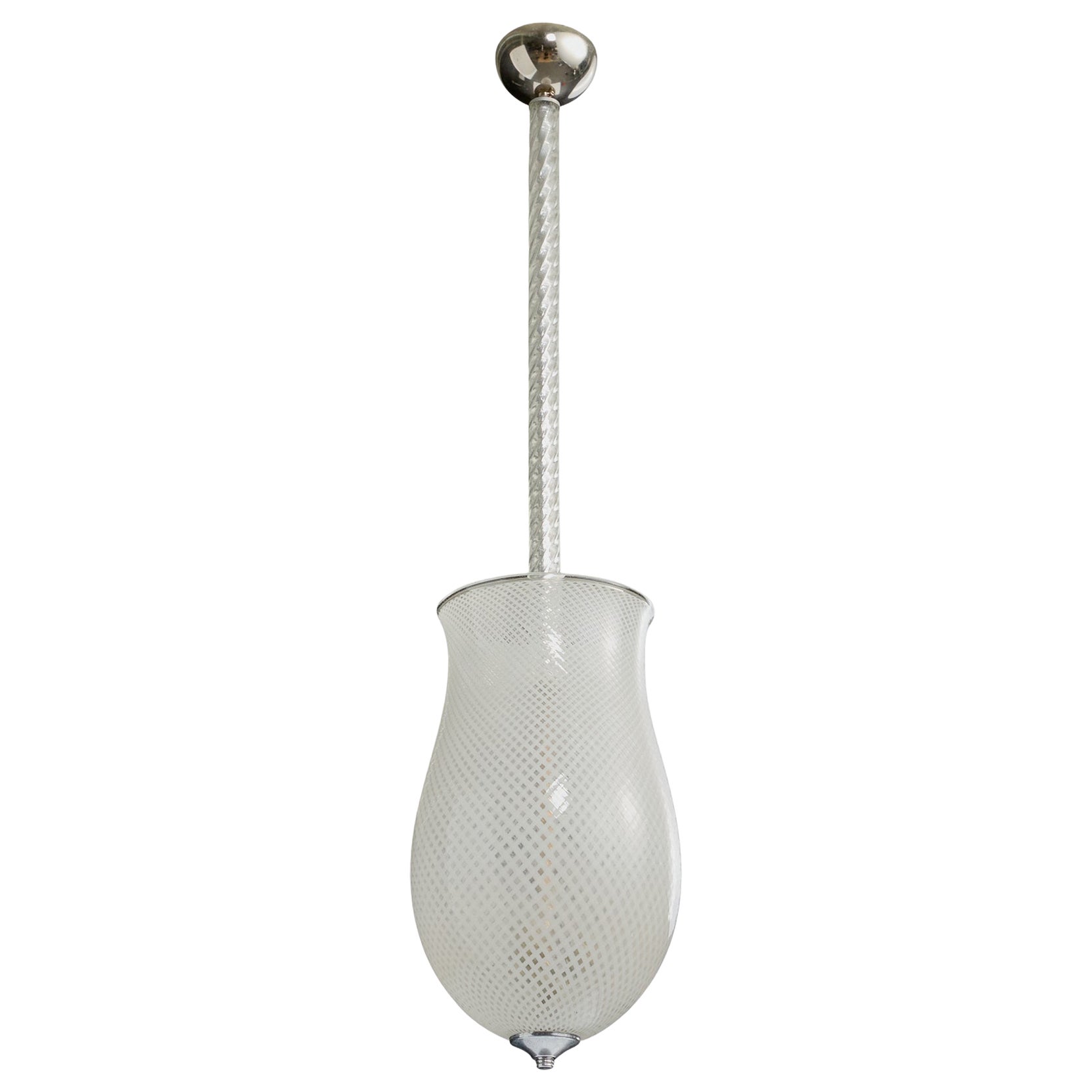 Aureliano Toso Attribution, Pendelleuchte, Glas, Metall, Italien, 1950er Jahre im Angebot