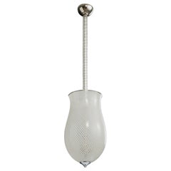 Aureliano Toso Atribución, Lámpara colgante, Vidrio, Metal, Italia, Años 50