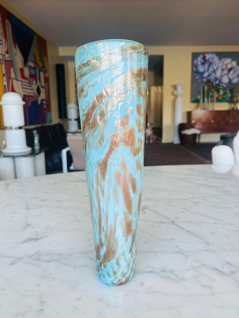 Aureliano Toso Dino Martens Italienische Vase aus blauem und venturinischem Murano-Glas von 1950. (Sonstiges) im Angebot