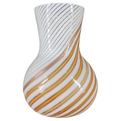 Aureliano Toso / Dino Martens Mezza Filigrana Orange Glass Vase