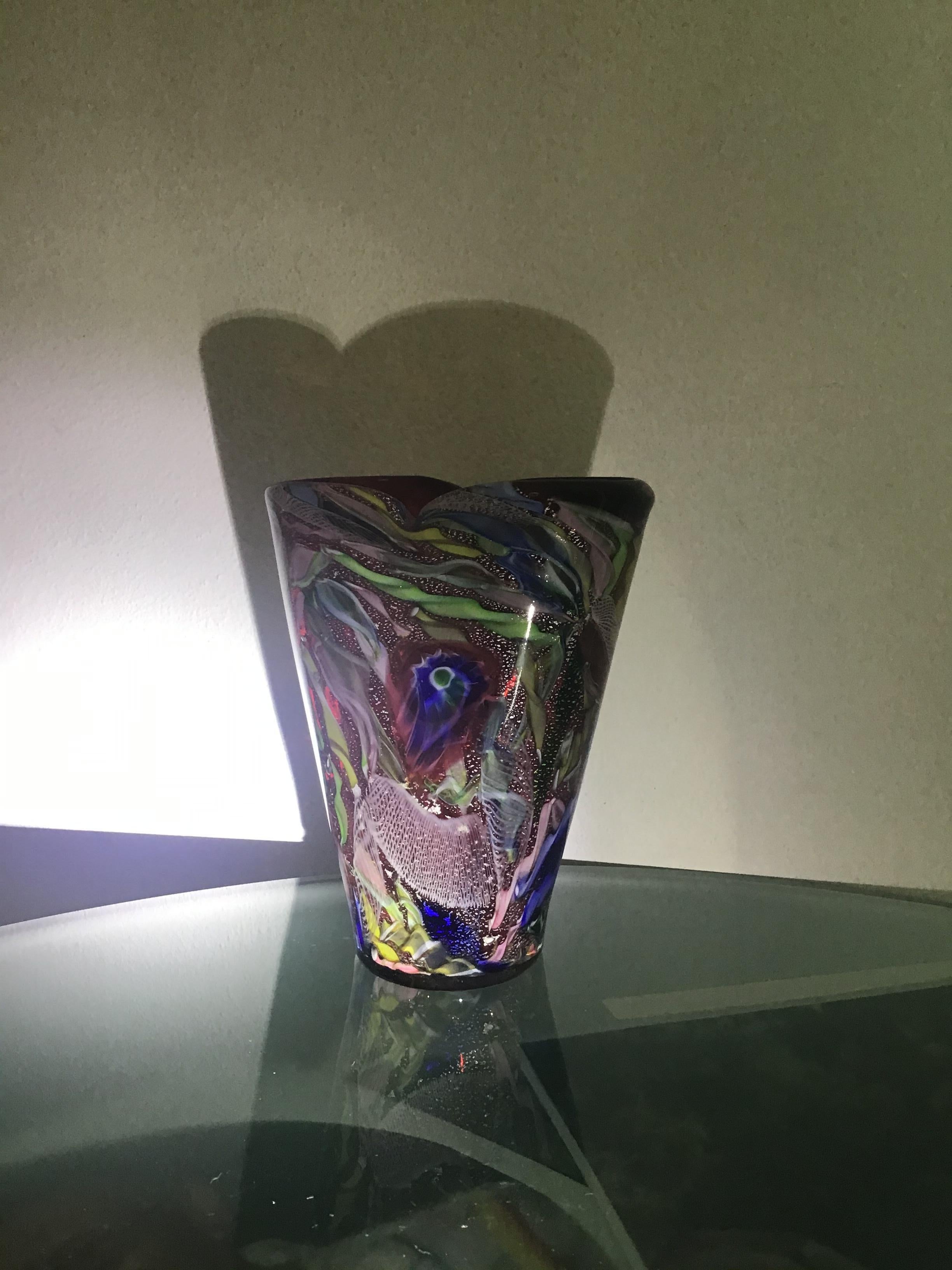 Autre Aureliano Toso #Dino Martens# Vase en verre de Murano 1950 Italie  en vente