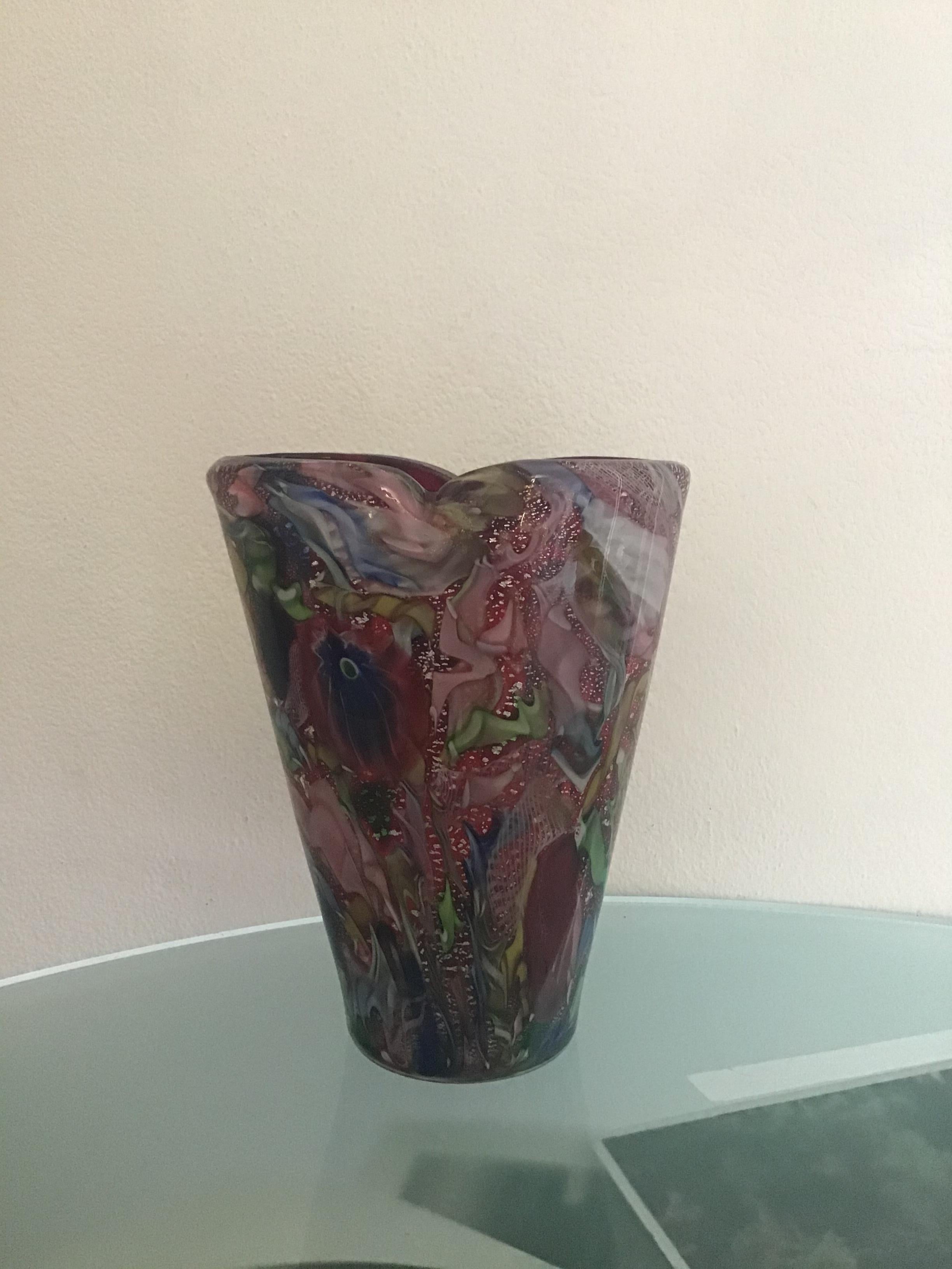 Verre Aureliano Toso #Dino Martens# Vase en verre de Murano 1950 Italie  en vente