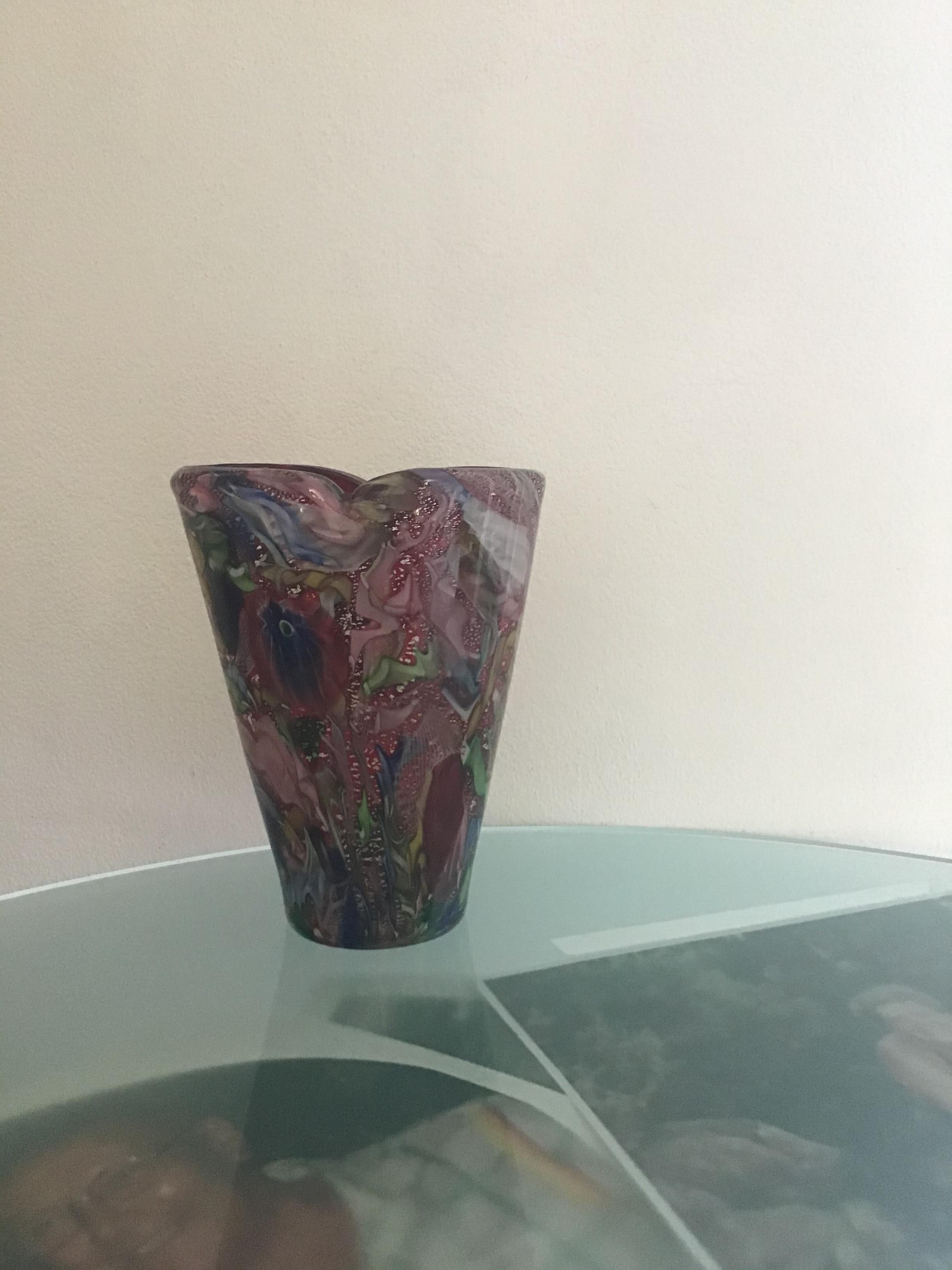 Aureliano Toso #Dino Martens# Vase Murano Glass 1950 Italy  For Sale 1