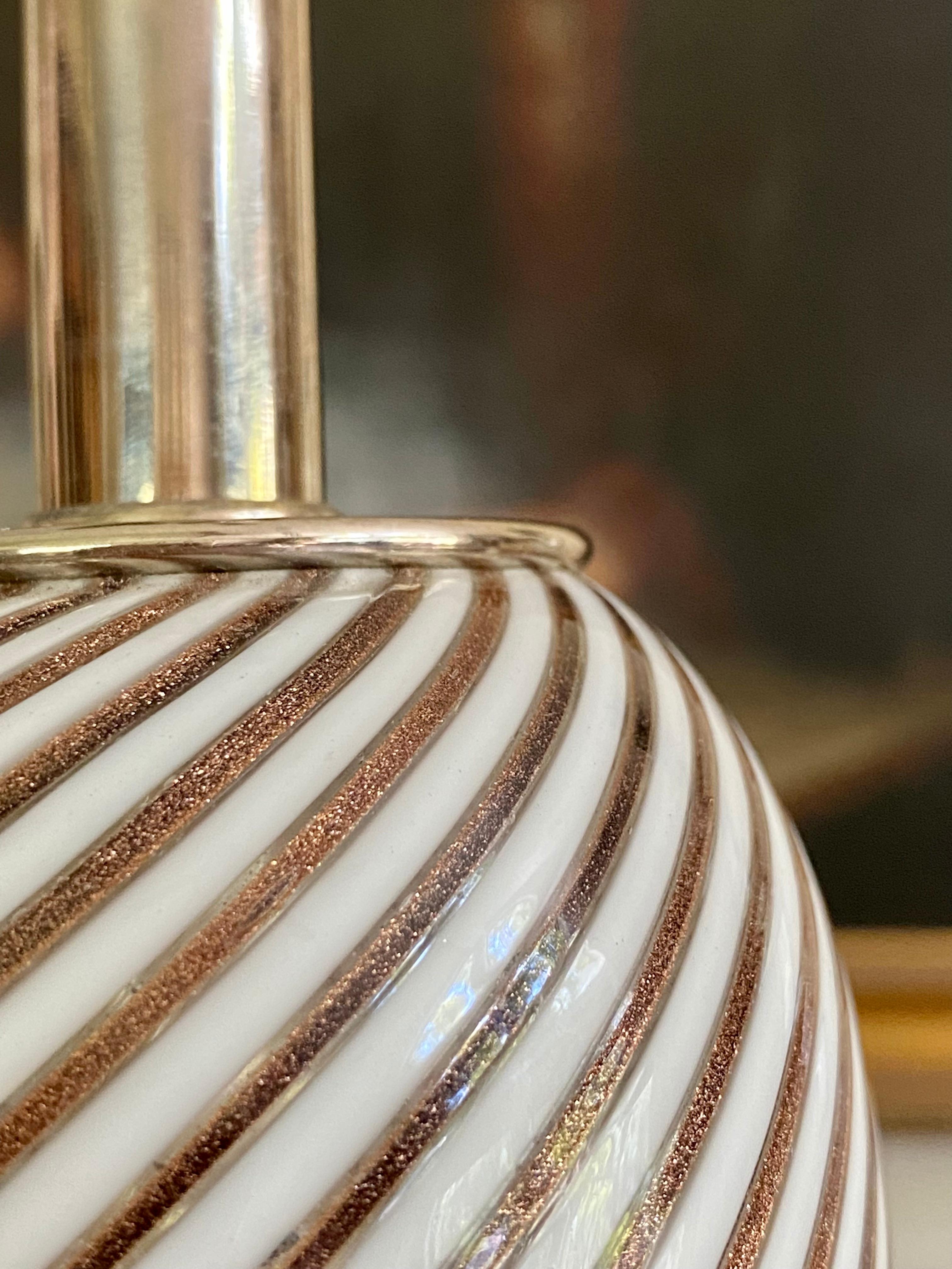 Aureliano Toso Mezza Filigrana Venetiano Glass Table Lamp, Dino Martens For Sale 3