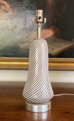 Lampada da tavolo in vetro Aureliano Toso Mezza Filigrana Venetiano, Dino Martens