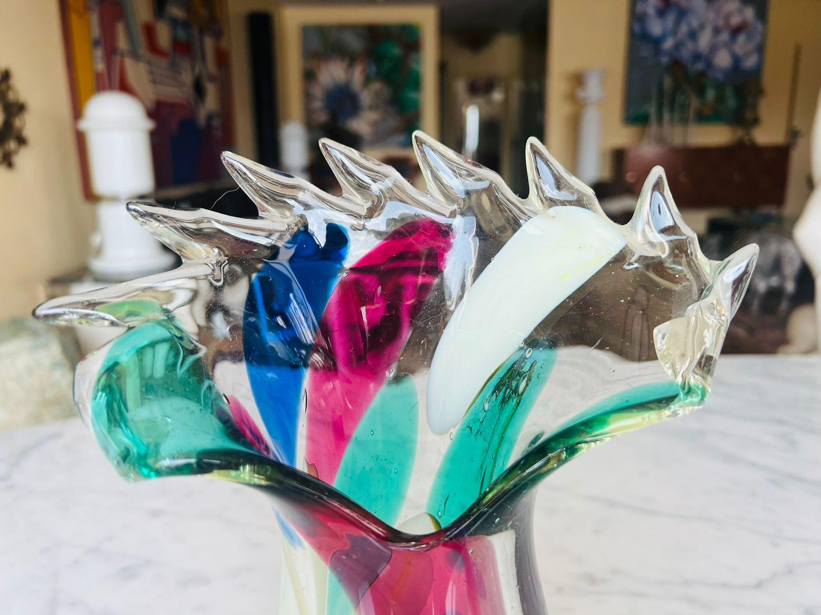Altro Dino Martens per Aureliano Toso Vaso multicolore in vetro di Murano del 1950 circa. in vendita