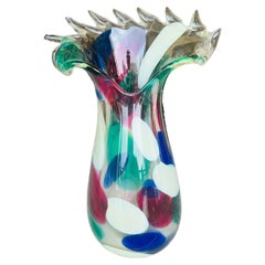 Aureliano Toso Murano glass circa 1950 multicolor vase.
