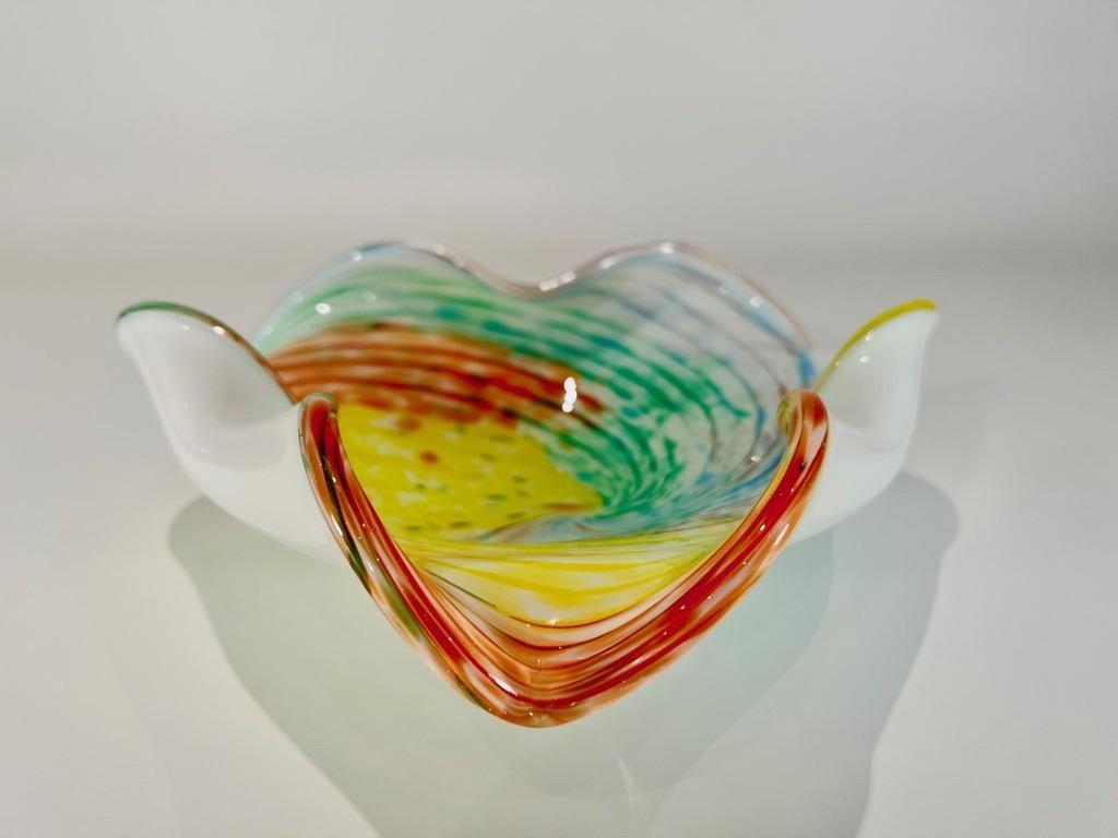 Incredible Aureliano Toso Murano glass circa 1950 multicolor bowl.