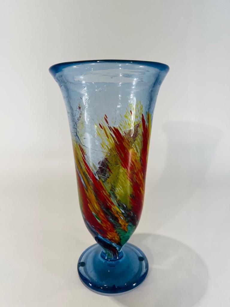 Incroyable vase en verre de Murano multicolore d'Aureliano Toso circa 1950.