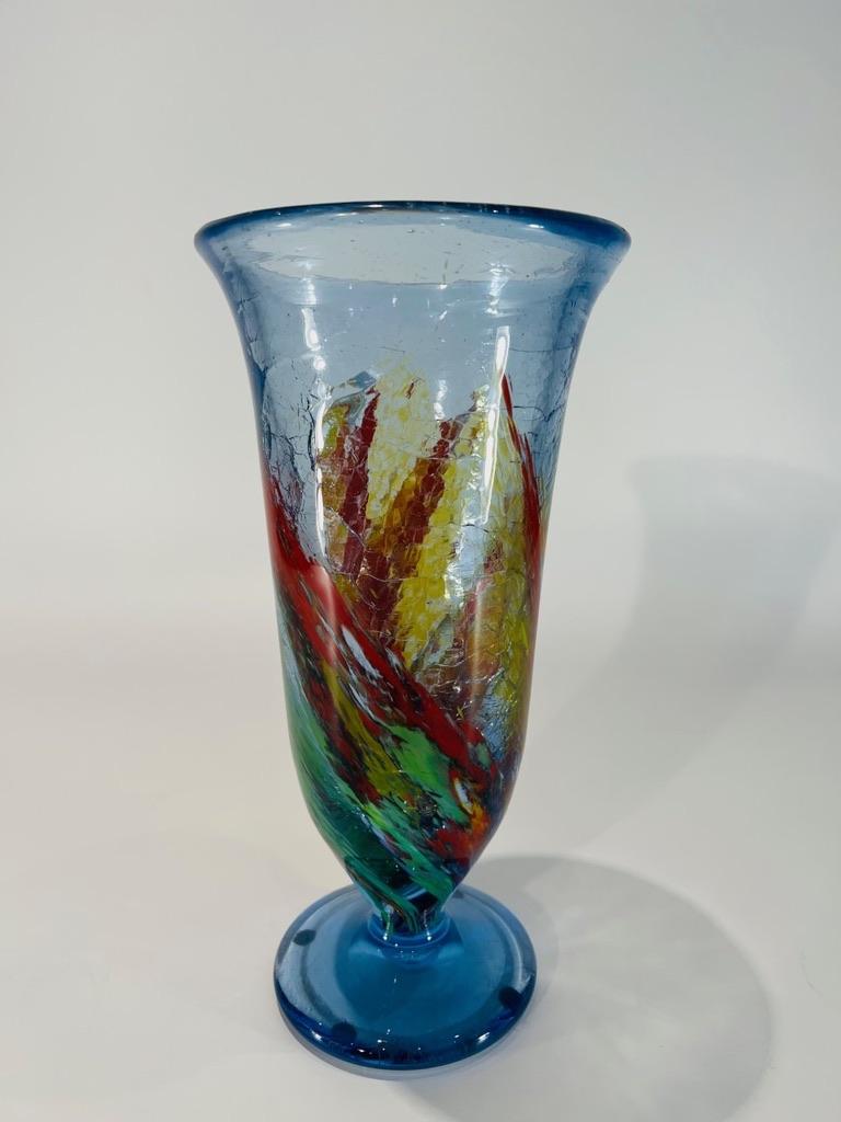 International Style Aureliano Toso Murano glass multicolor circa 1950 vase. For Sale