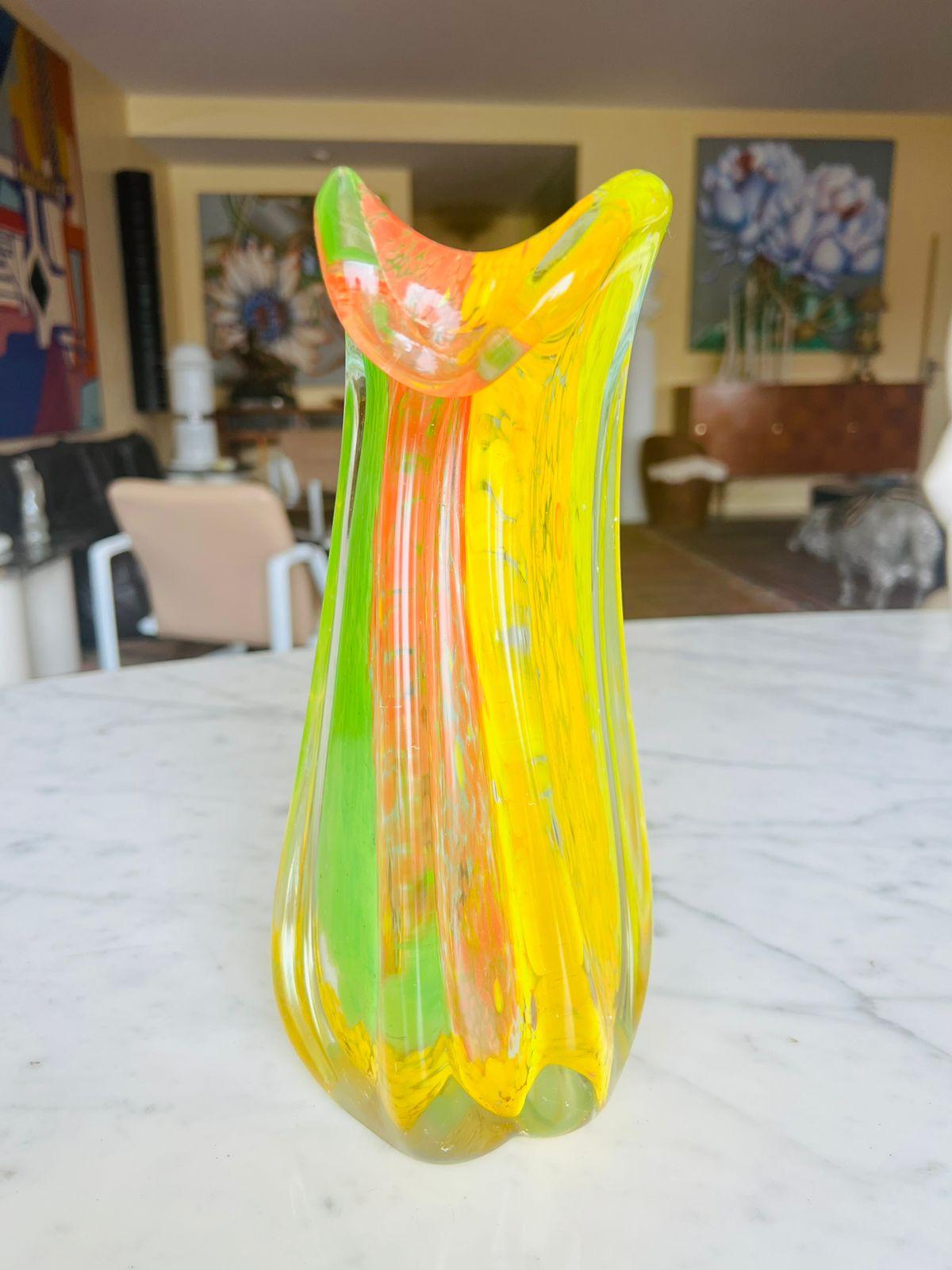 Other Aureliano Toso Murano glass multicolor circa 1950 vase. For Sale