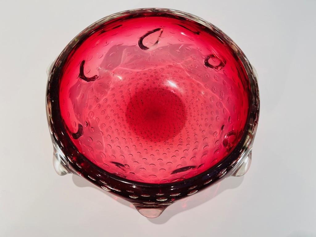 Mid-Century Modern Aureliano Toso Murano glass red 1950 center piece. For Sale