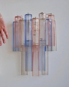 Applique da parete in vetro di Murano rosa e blu di Aureliano Toso