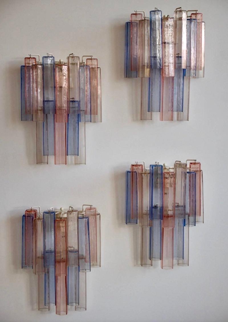 20th Century Aureliano Toso Pink and Blue Murano Glass Wall Applique For Sale