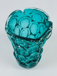 Aureliano Toso vase in Murano glass emerald circa 1950.