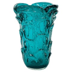 Aureliano Toso vase in Murano glass emerald circa 1950.
