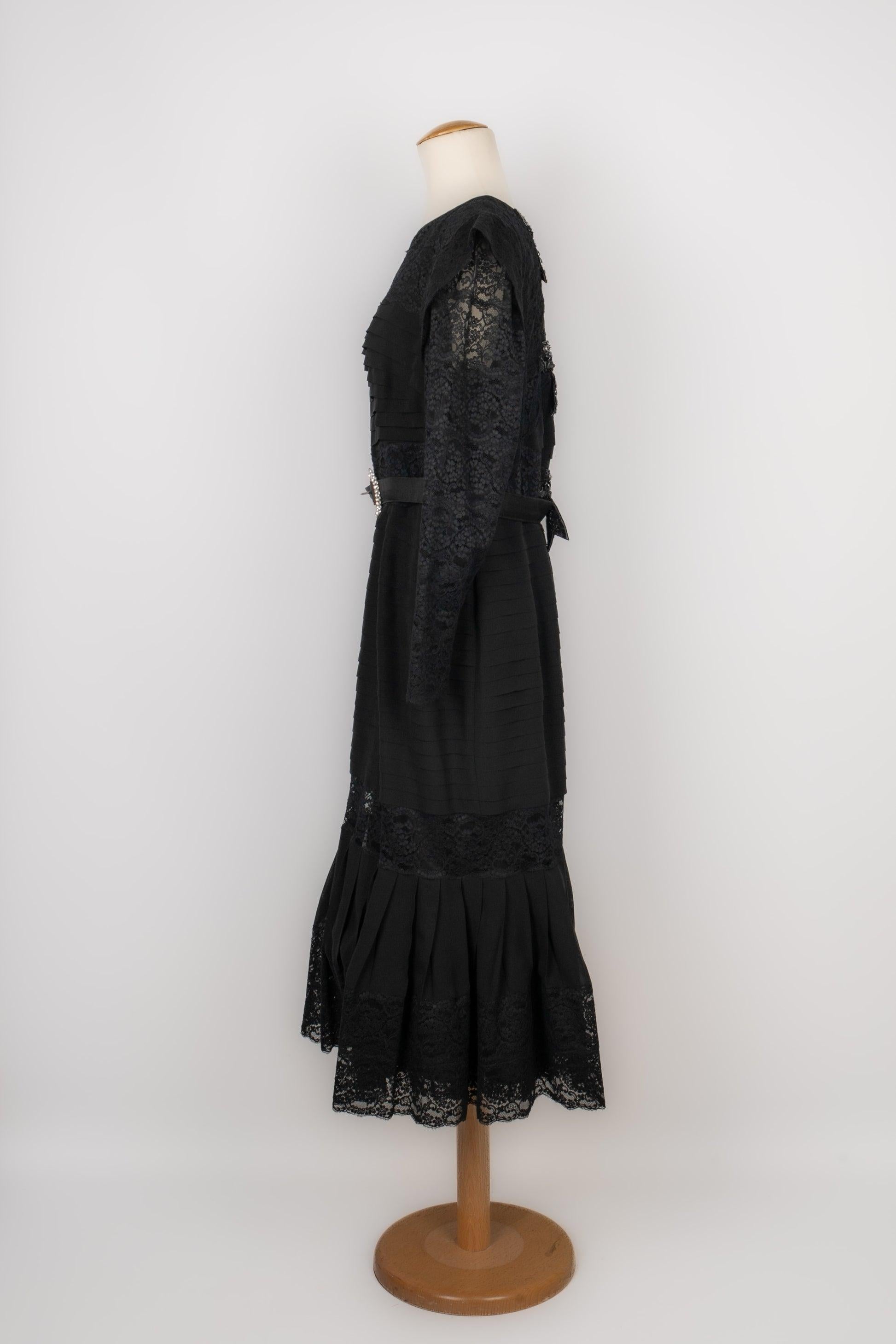 Aurelie Marciano Schwarzes Kleid aus Krepp Damen im Angebot