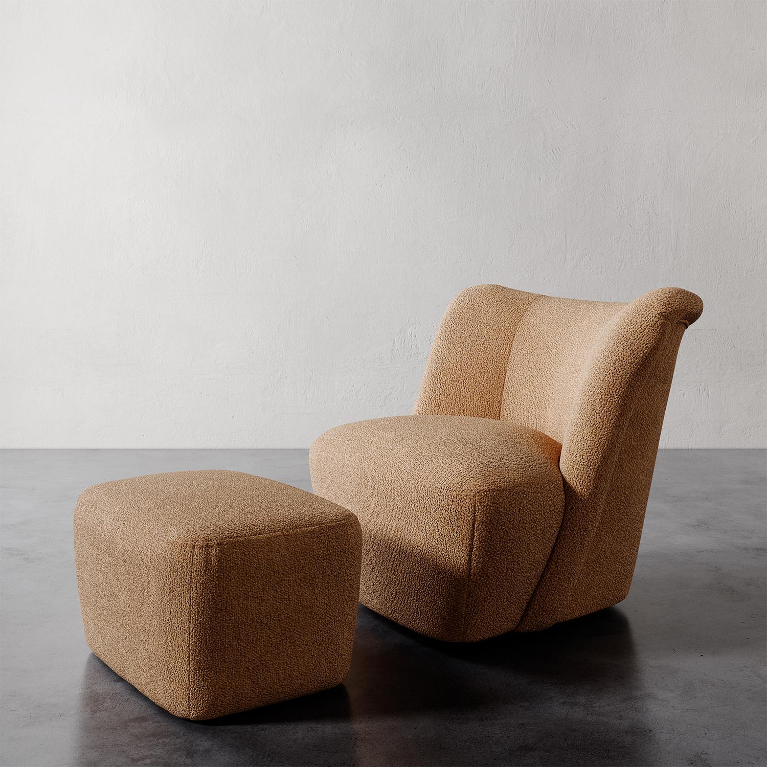 Silla Giratoria Aurélie en Bouclé Performance Crema by Lemieux Et Cie Hecho a mano en venta