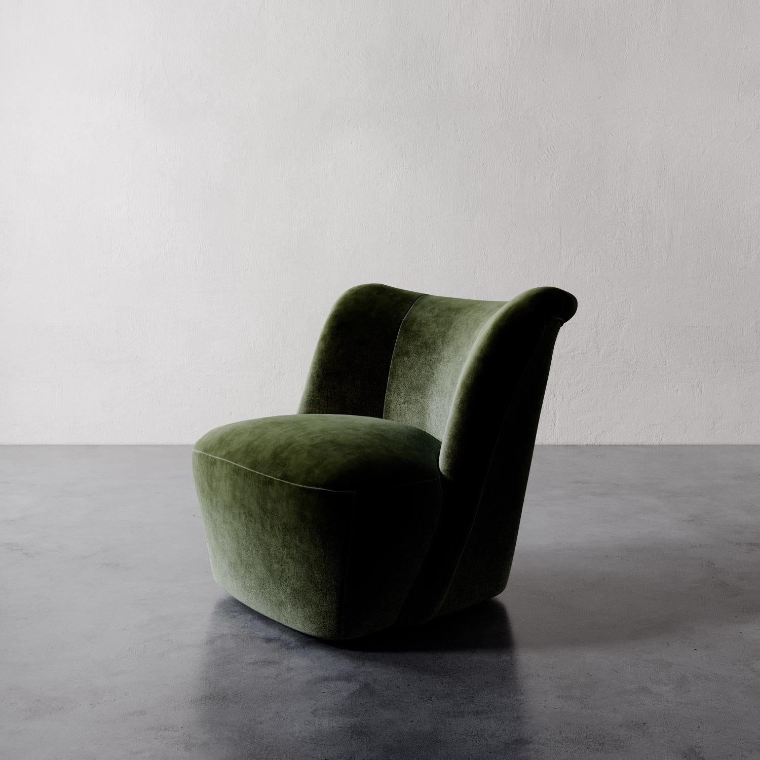 Fait main Chaise pivotante Aurélie en velours Performance par Lemieux Et Cie en vente