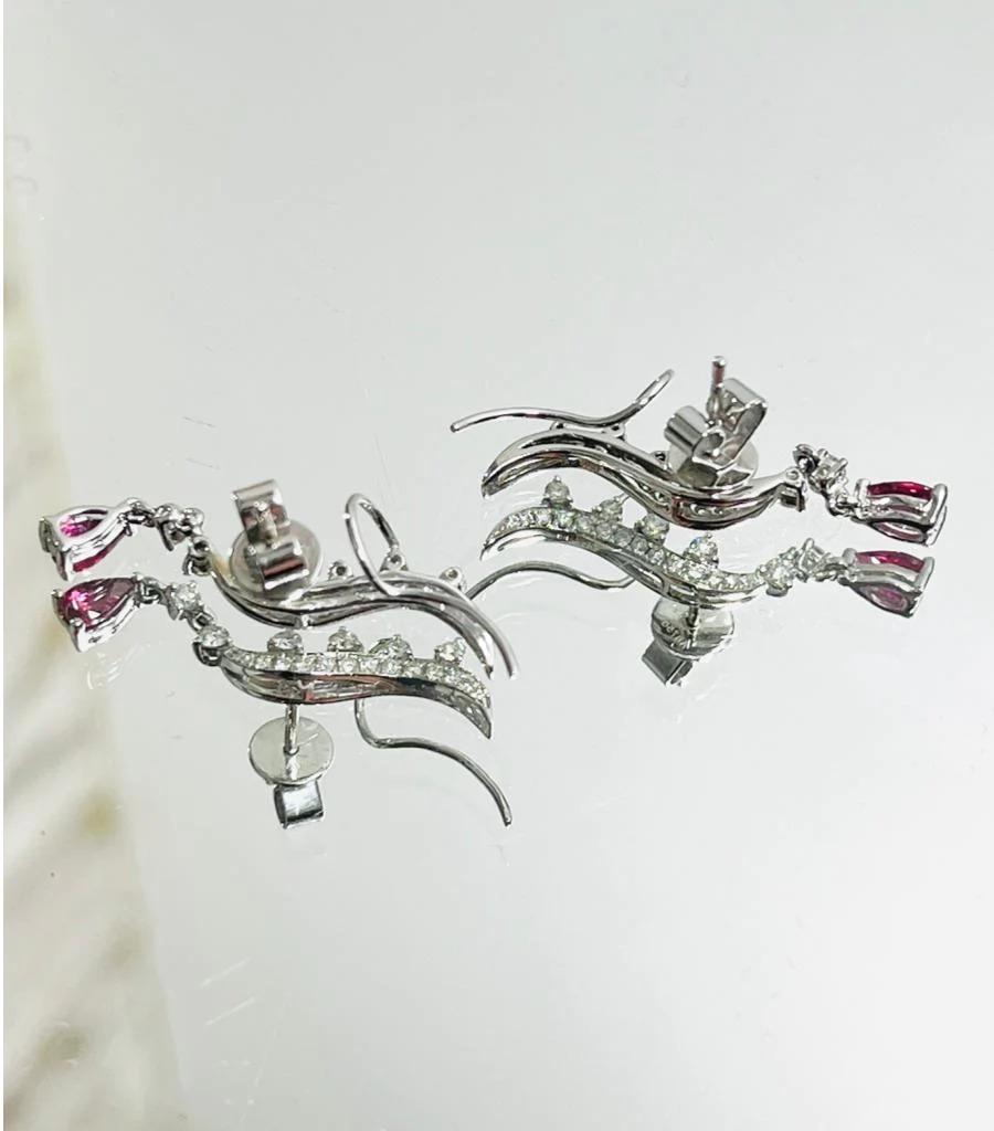 Aureliean Lover's Ruby & Diamond Ear Climbers In 18k White Gold For Sale 2
