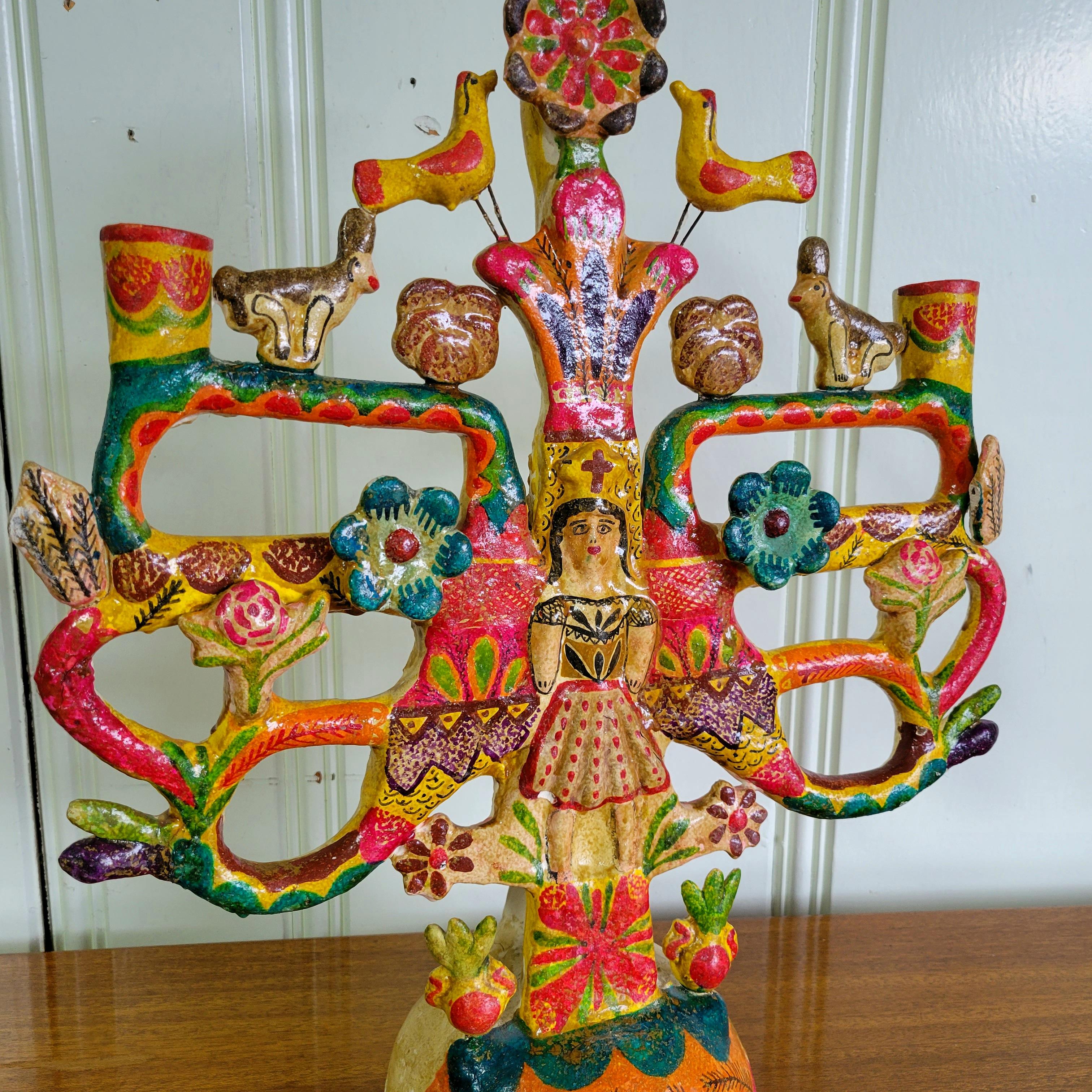 Ceramic Aurelio Flores Tree of Life Mexican Folk Art
