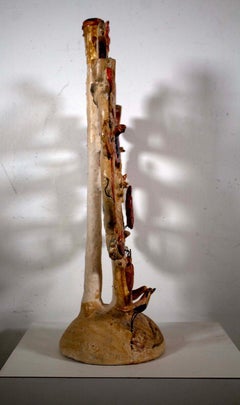 Aurelio Flores Tree of Life Mexican Folk Art Handmade Pottery Vintage Candelabra