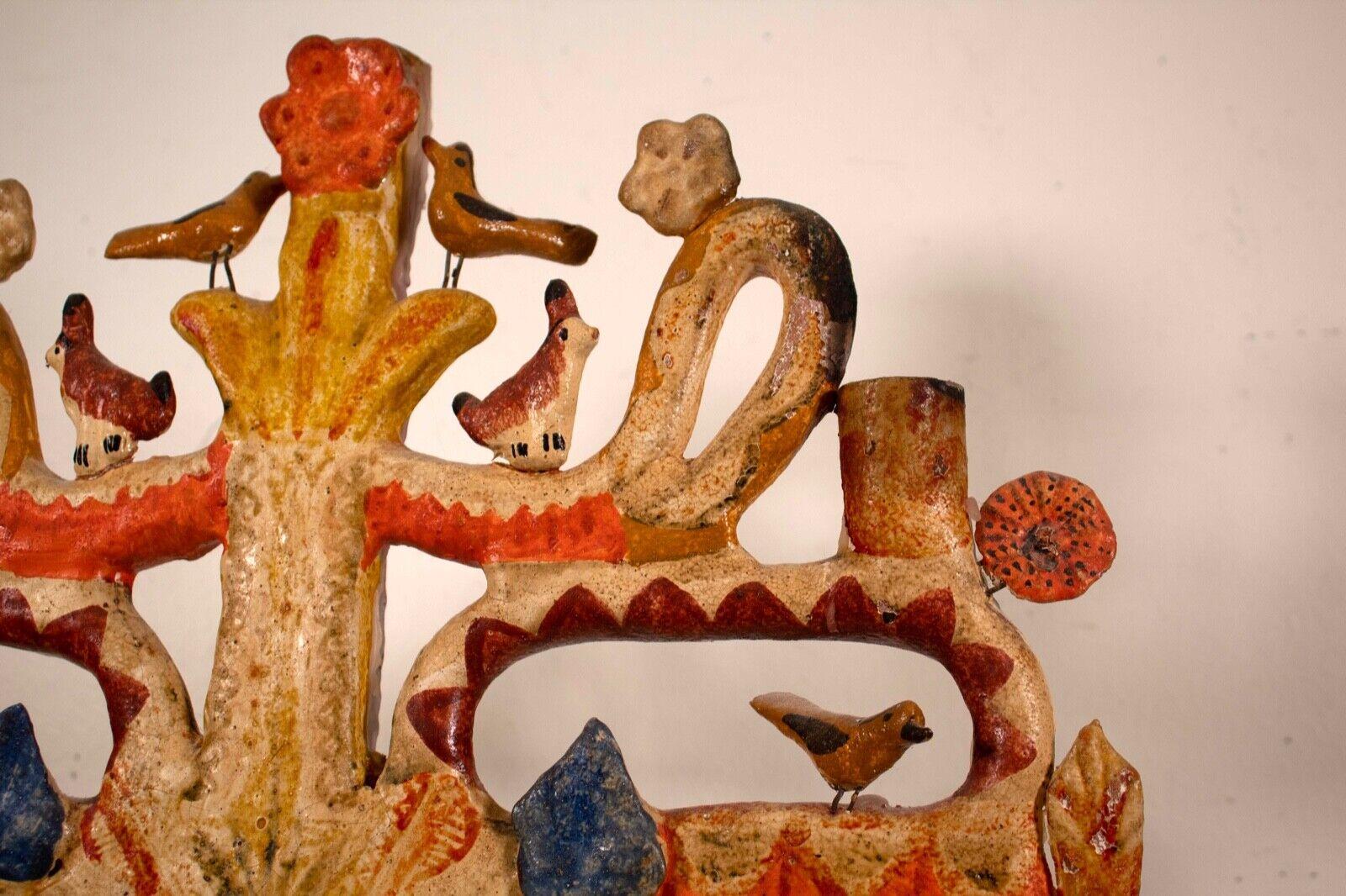 Aurelio Flores Tree of Life Mexican Folk Art Handmade Pottery Vintage Candelabra 4